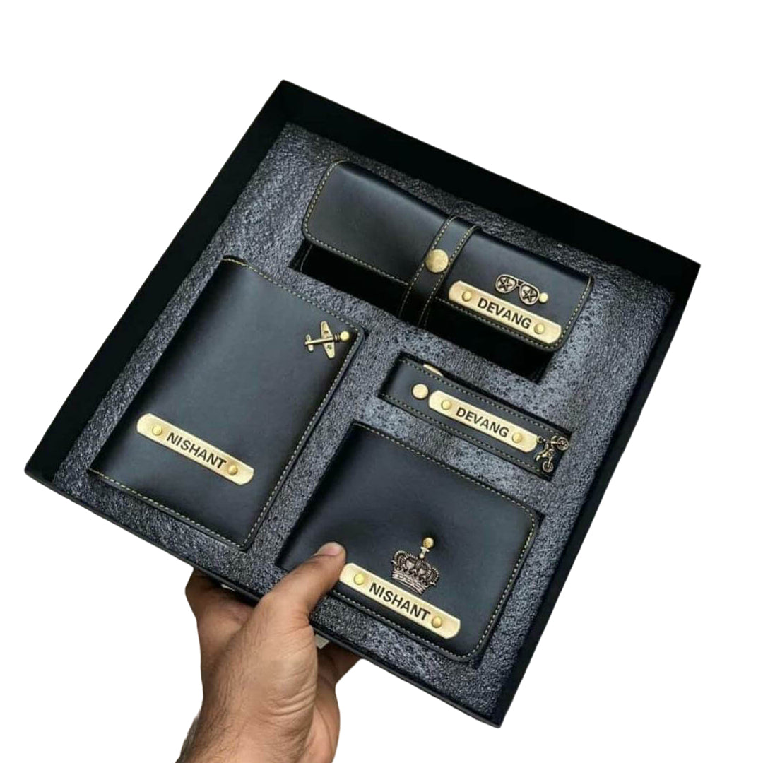 4 Piece Faux Series Combo (Wallet, Eyewear Case, Passport Holder, Keychain)