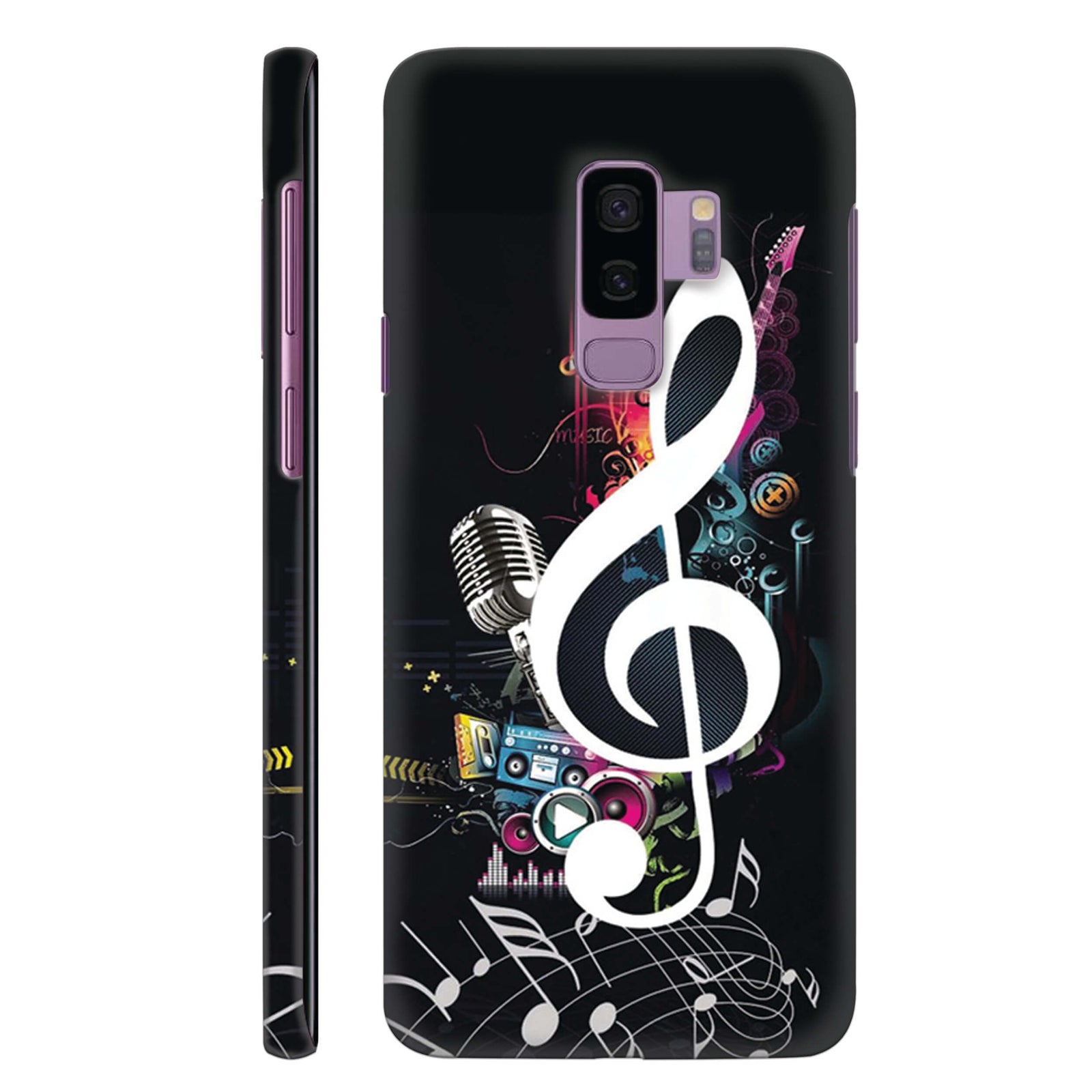 Abstract Musical Note In Rainbow Colours In A Black Background Back Cover for HardPlasticBT0176Hard Plastic