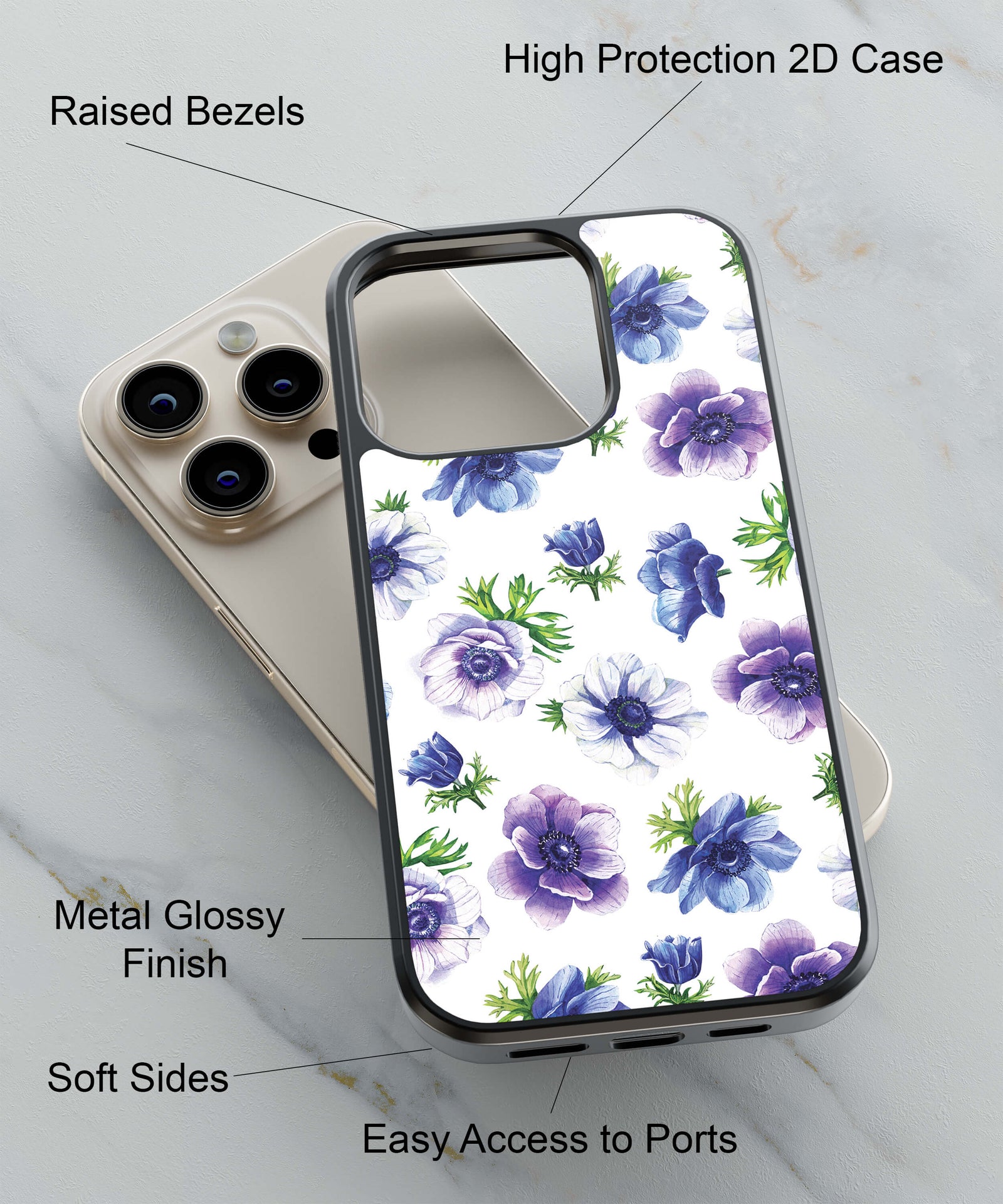 Amazing Flowers Back Cover for 2D Hybrid TPU And Metal CaseIK0042Hybrid Metal TPU-Image 2