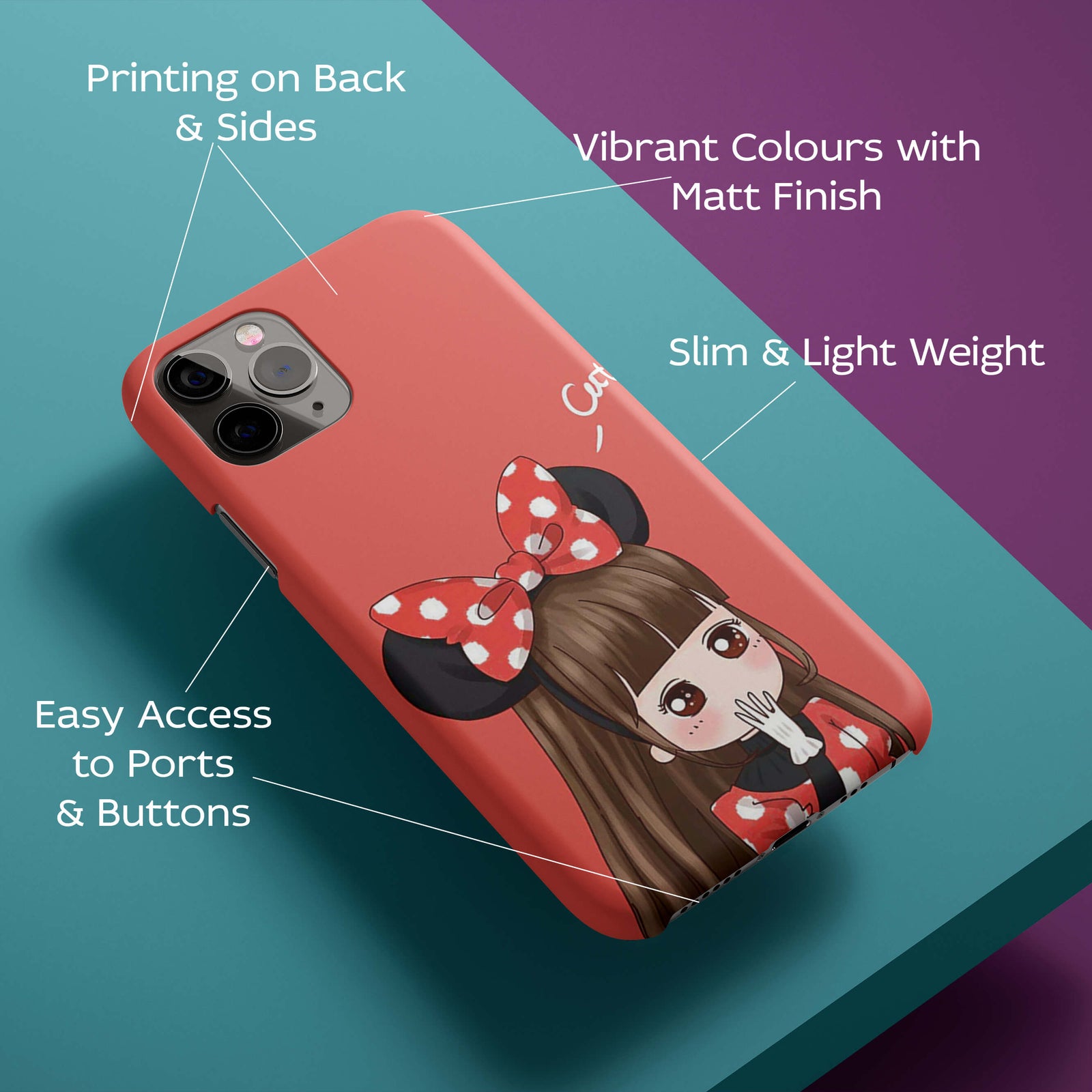 Animated Girl With A Red And White Polka Dot Outfit Back Cover for HardPlasticBT0057Hard Plastic-Image 2