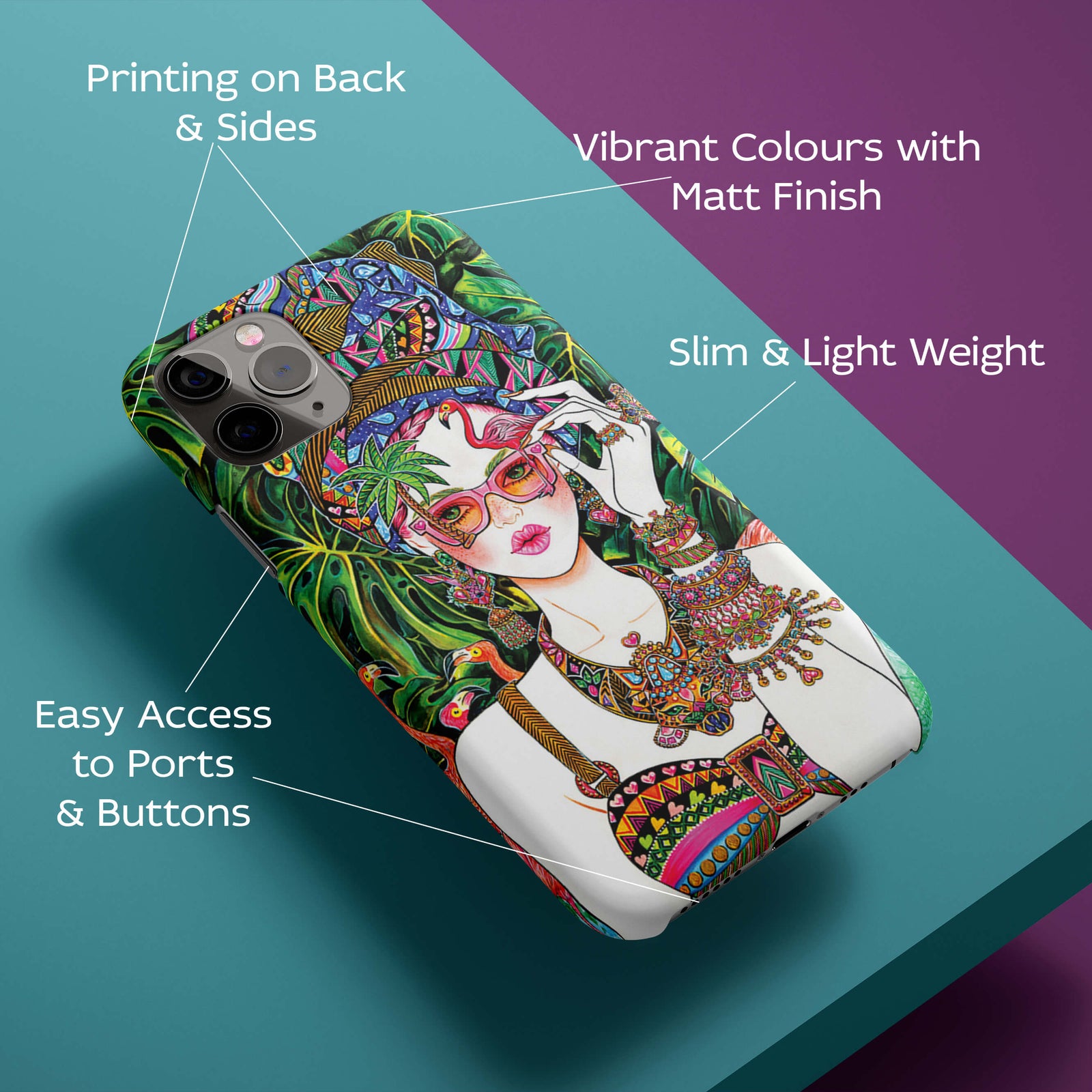 Beautifully Dressed Girl In Water Surrounded By Flamingo And Leaves Showing Beauty Of Nature Back Cover for HardPlasticBT0146Hard Plastic-Image 2