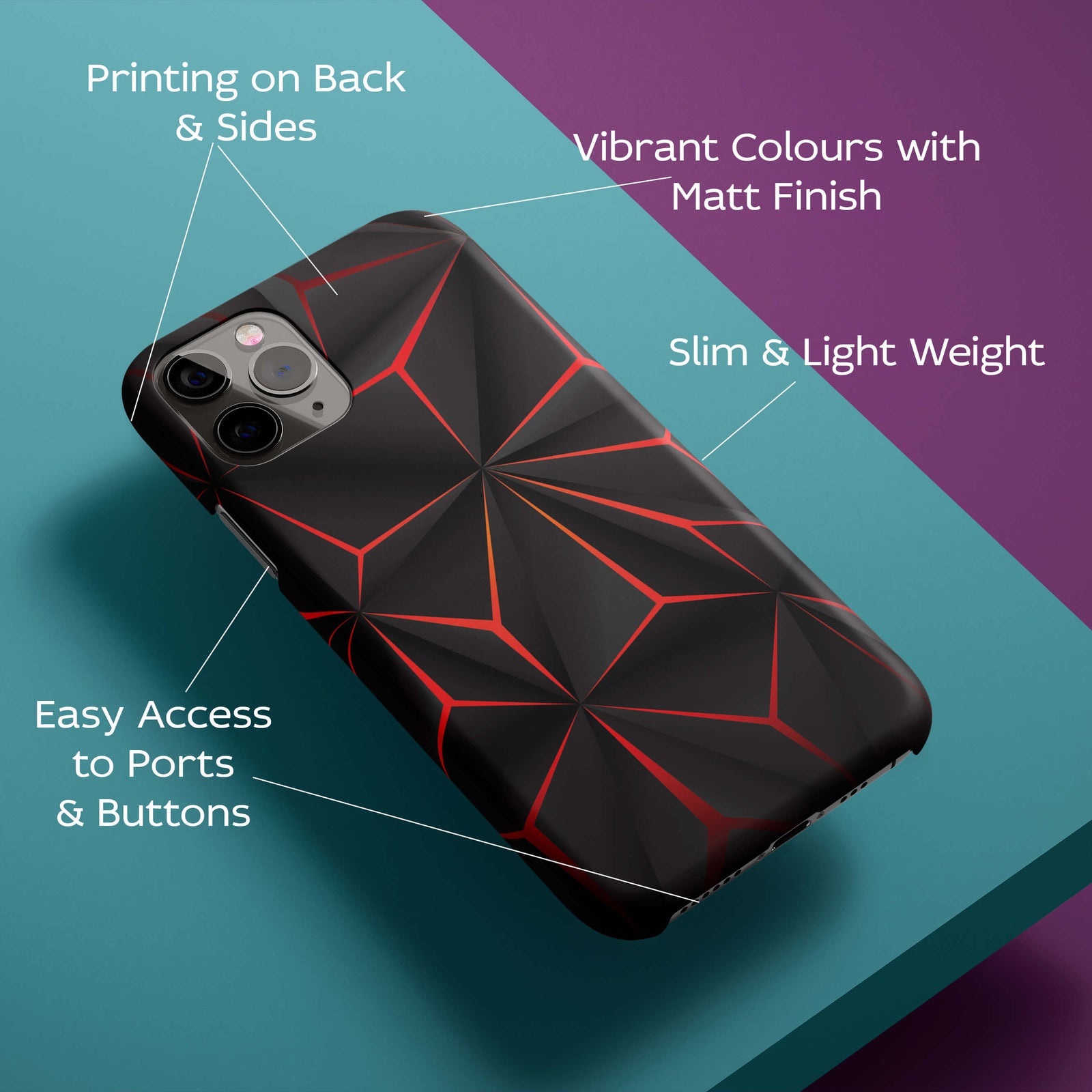 Black and Red Back Cover for HardPlasticA0360Hard Plastic-Image 2