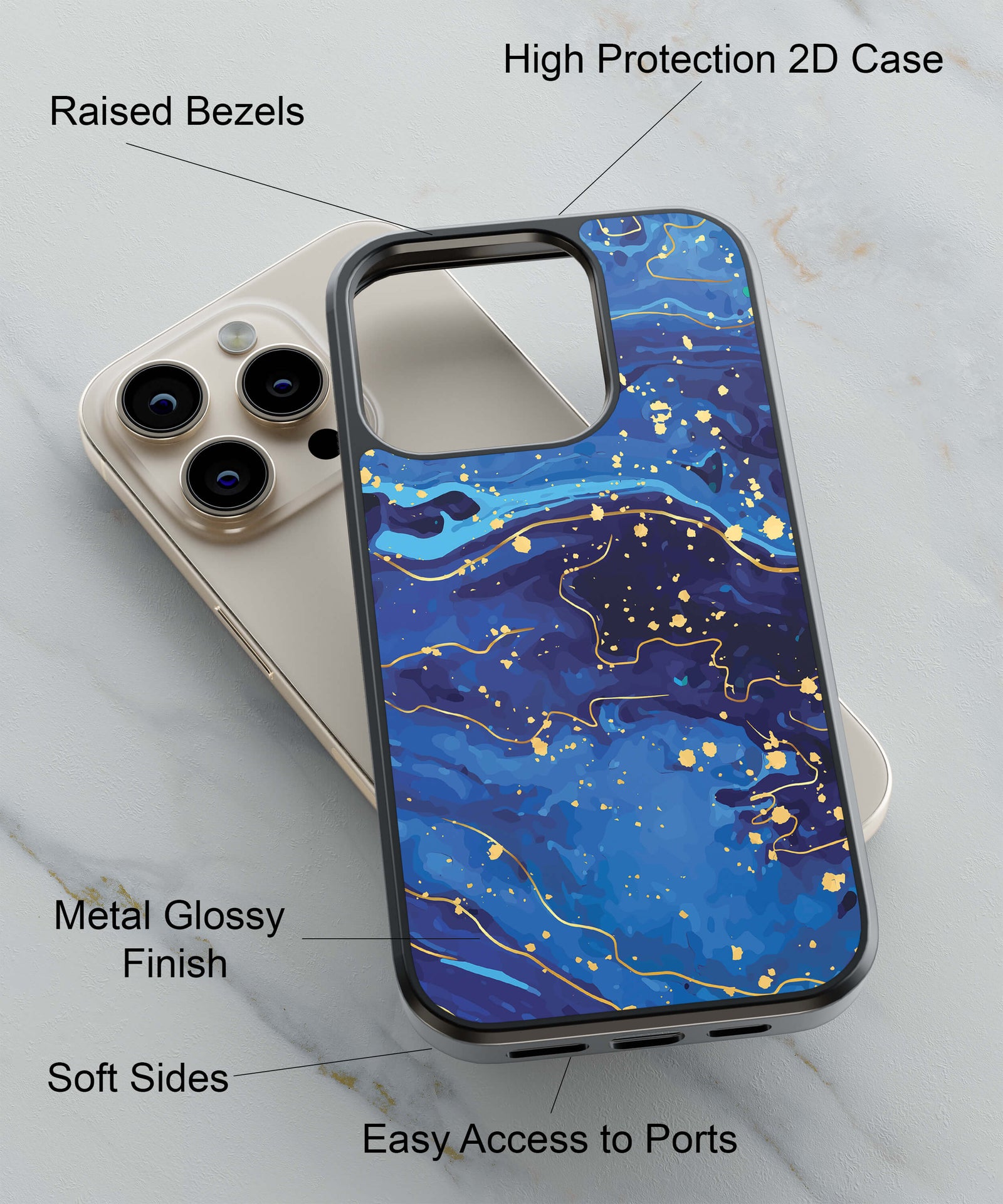 Blue Galaxy Back Cover for 2D Hybrid TPU And Metal CaseIK0027Hybrid Metal TPU-Image 2