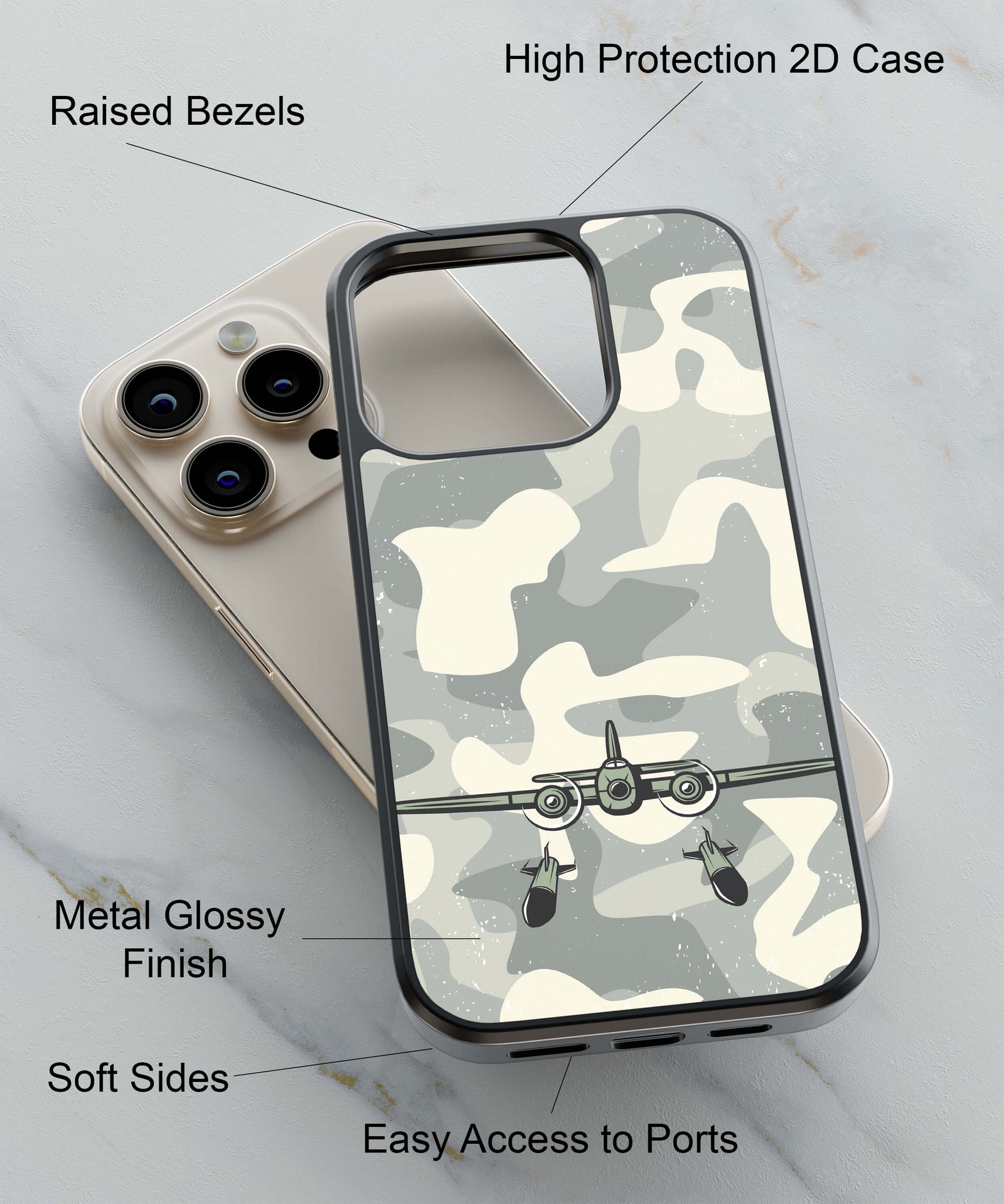 Camouflage Air Back Cover for 2D Hybrid TPU And Metal CaseGF0108Hybrid Metal TPU-Image 2