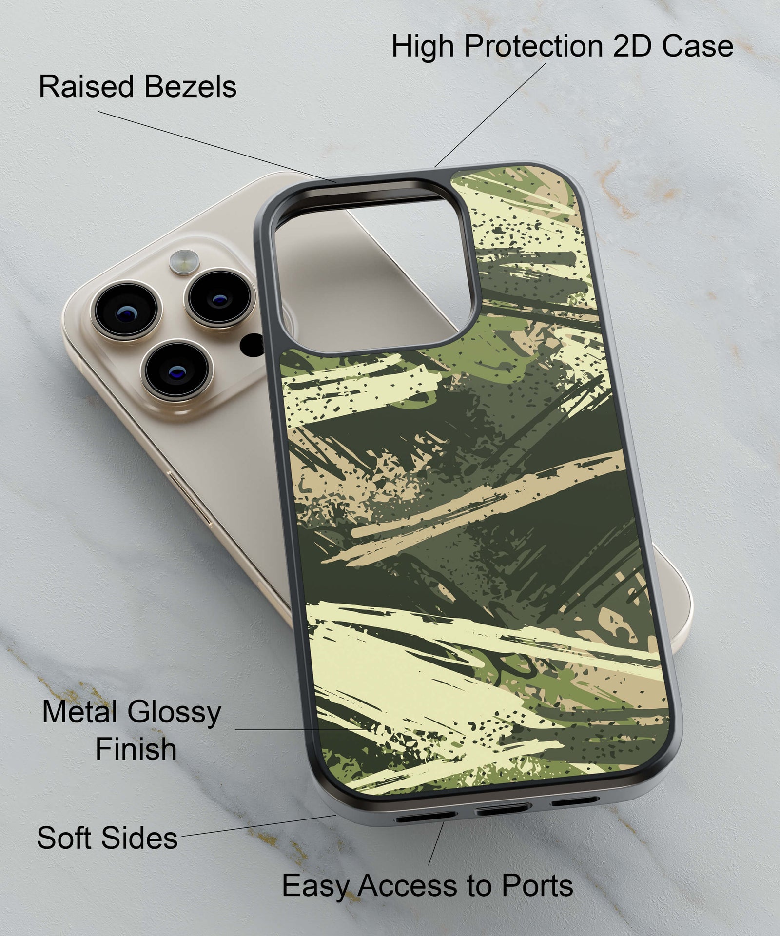 Camouflage American Back Cover for 2D Hybrid TPU And Metal CaseGF0107Hybrid Metal TPU-Image 2