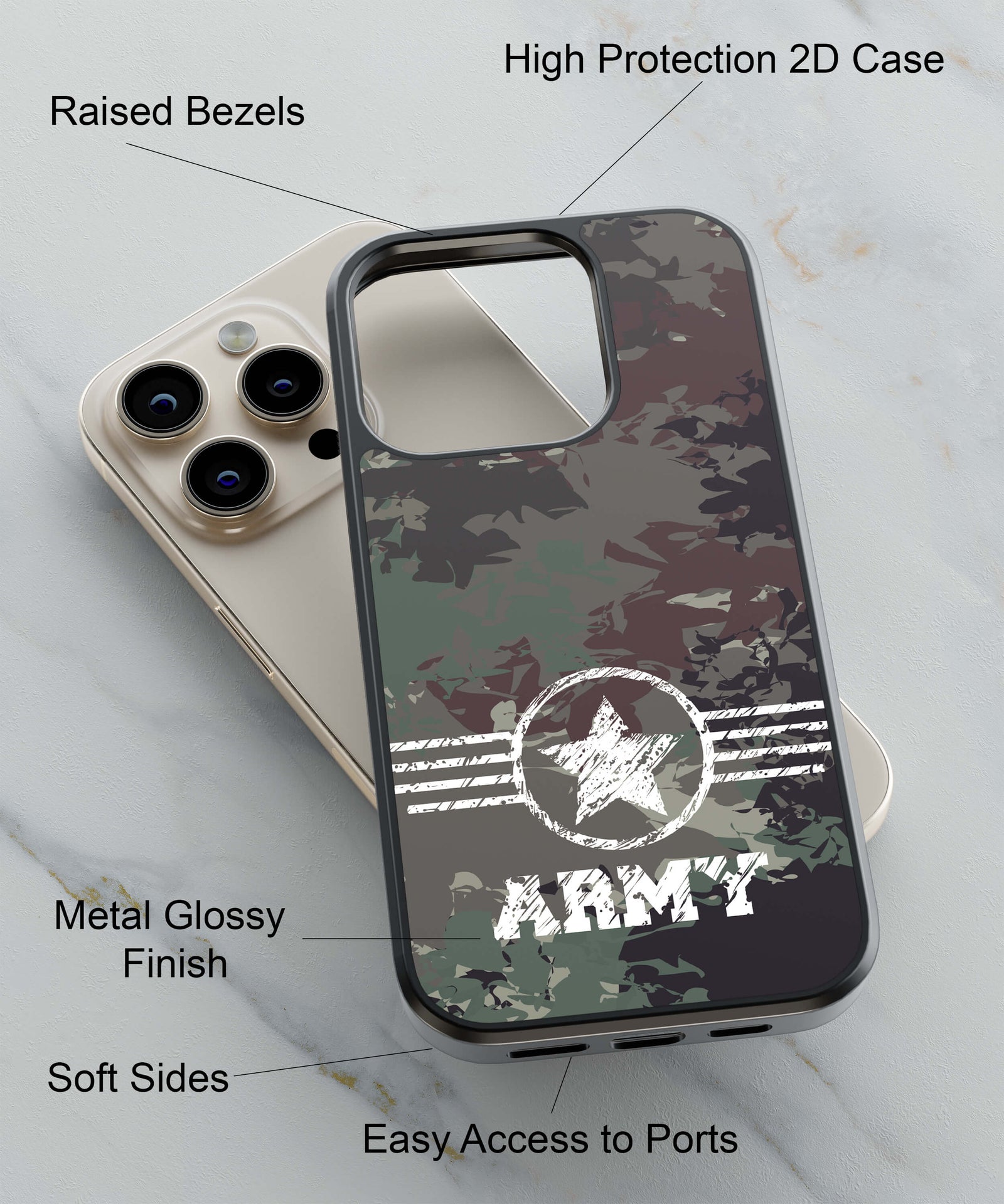 Camouflage Army Back Cover for 2D Hybrid TPU And Metal CaseGF0110Hybrid Metal TPU-Image 2