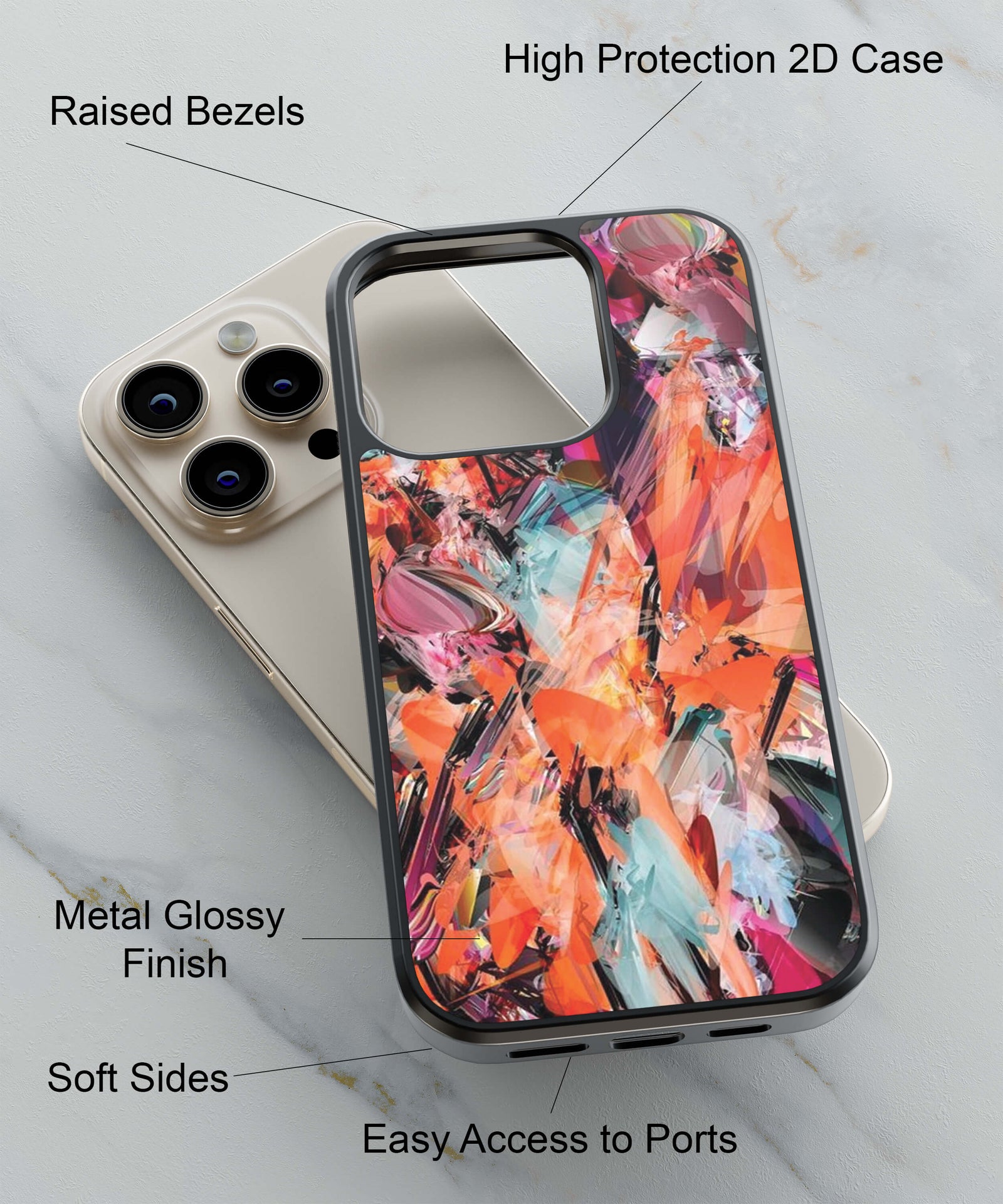Classy Modern Art Back Cover for 2D Hybrid TPU And Metal CaseIK0051Hybrid Metal TPU-Image 2