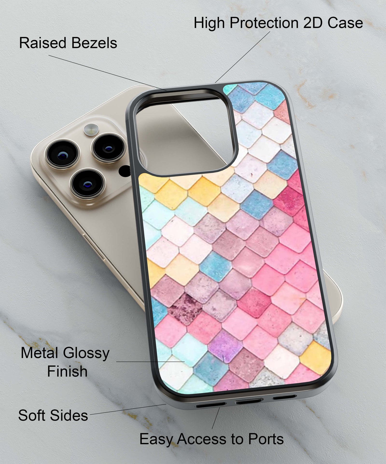 Colorful Pastel Back Cover for 2D Hybrid TPU And Metal CasePS1310Hybrid Metal TPU-Image 2