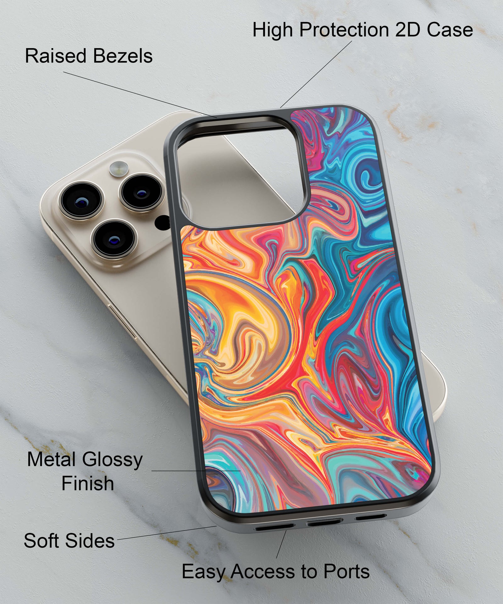 Colourful Art Back Cover for 2D Hybrid TPU And Metal CaseIK0023Hybrid Metal TPU-Image 2