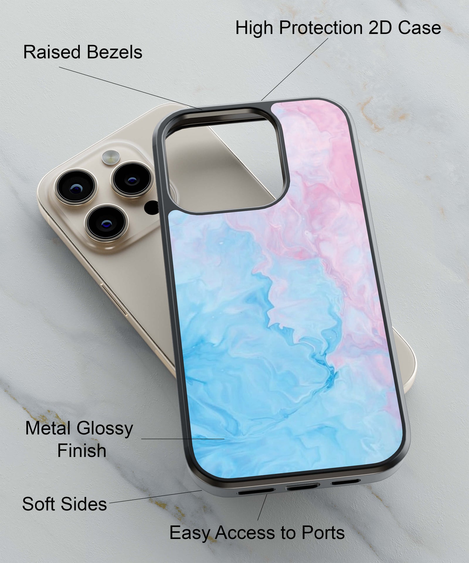 Colourful Marbles Back Cover for 2D Hybrid TPU And Metal CaseIK0048Hybrid Metal TPU-Image 2