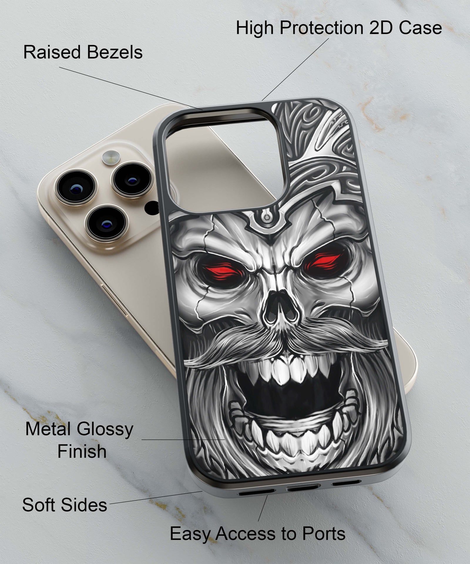 Cool Monster Back Cover for 2D Hybrid TPU And Metal CaseU0191Hybrid Metal TPU-Image 2