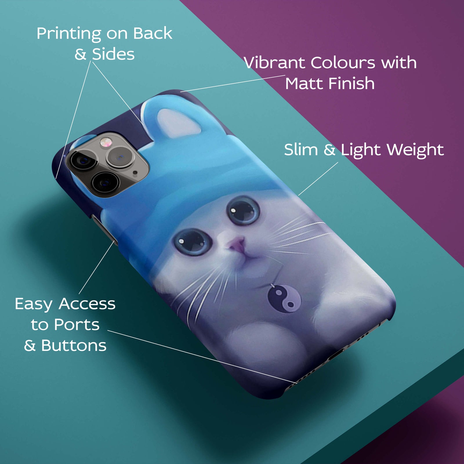 Cute Animated Cat Wearing A Peace Charm Back Cover for HardPlasticBT0039Hard Plastic-Image 2