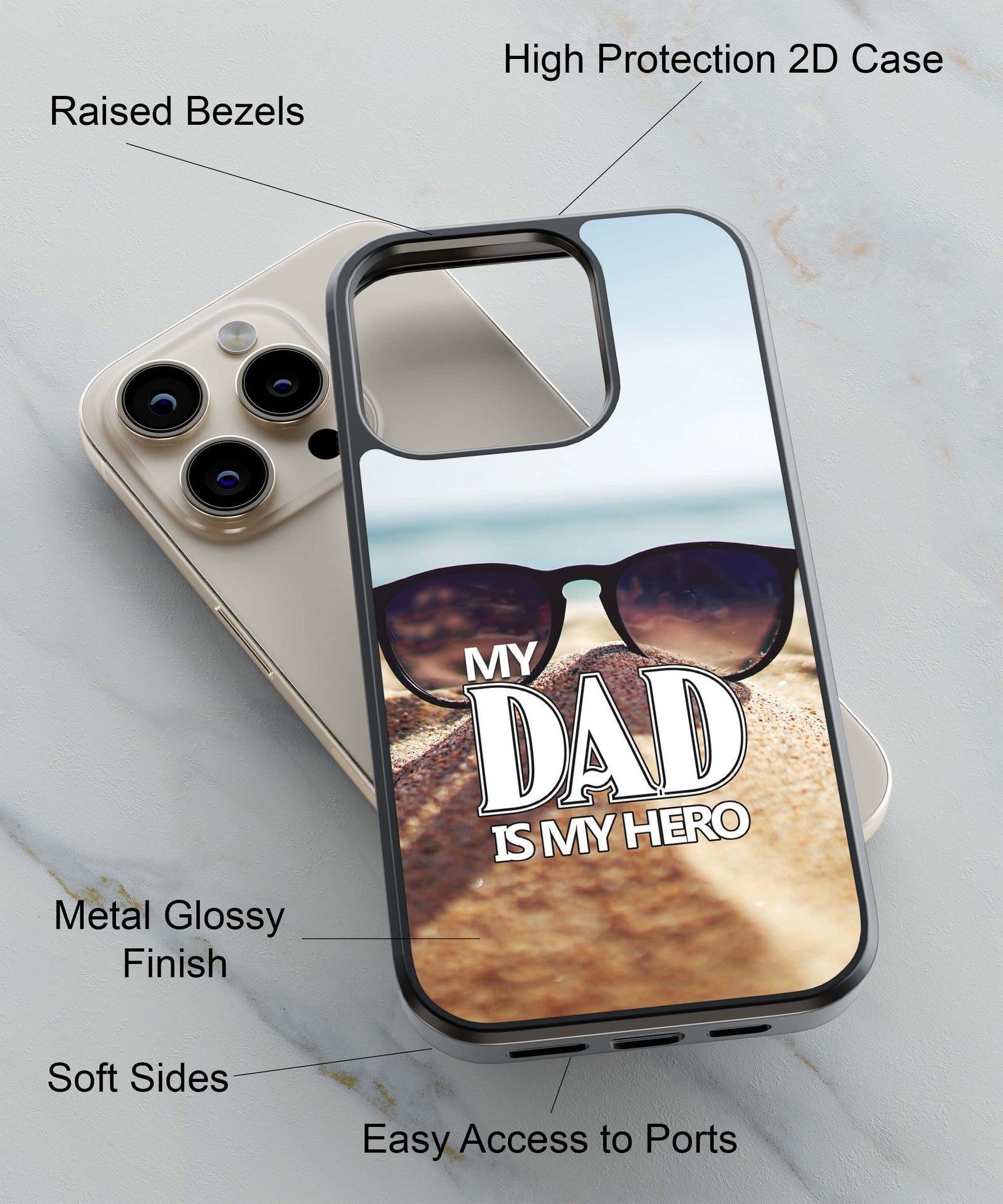 Dad is My Hero Back Cover for 2D Hybrid TPU And Metal CaseU0123Hybrid Metal TPU-Image 2