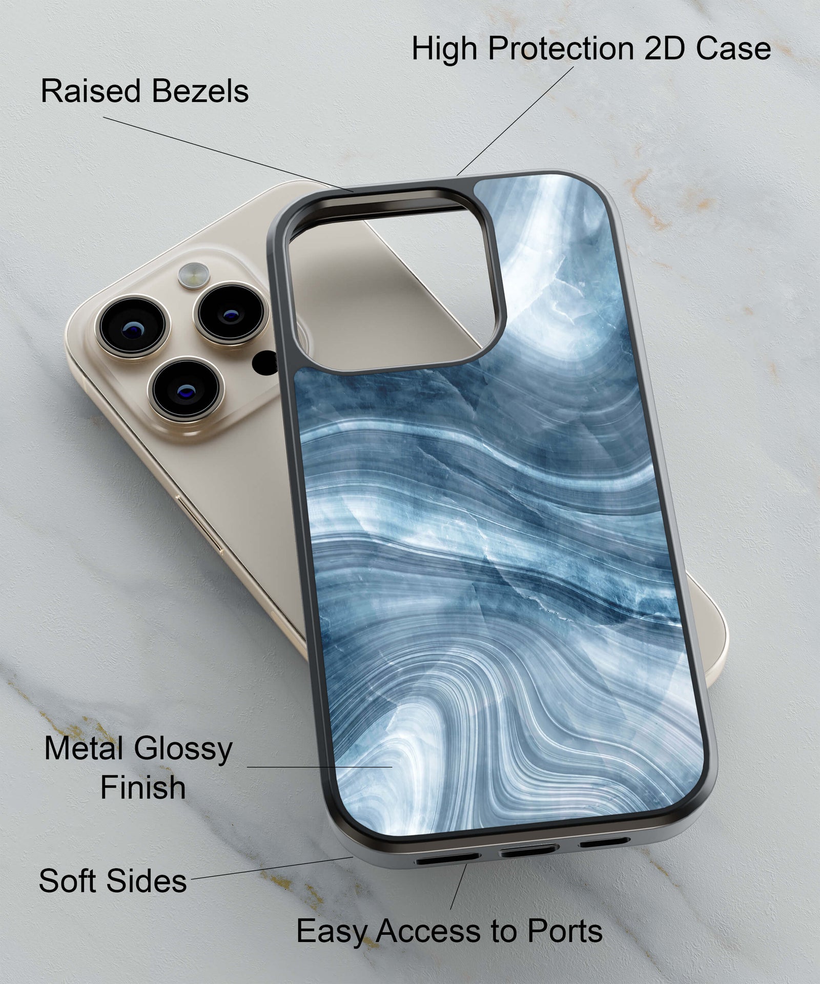 Grey Stone Back Cover for 2D Hybrid TPU And Metal CaseIK0029Hybrid Metal TPU-Image 2