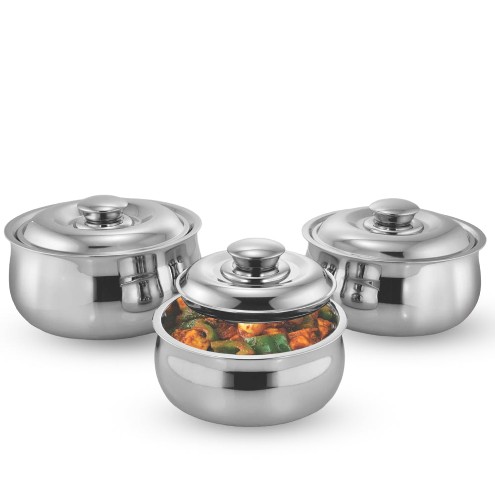 Dura Premium Stainless Steel Air Tight Casserole Set of 3 - 650ml, 1L, and 1.5L - product image 2