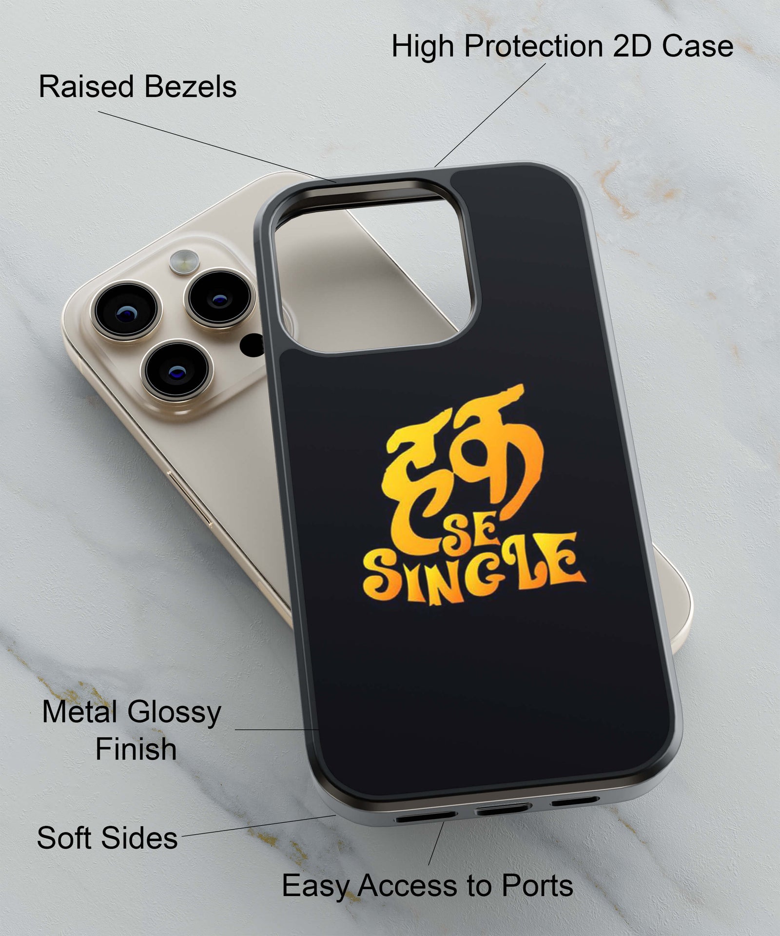 Haq Se Single Back Cover for 2D Hybrid TPU And Metal CasePS1308Hybrid Metal TPU-Image 2