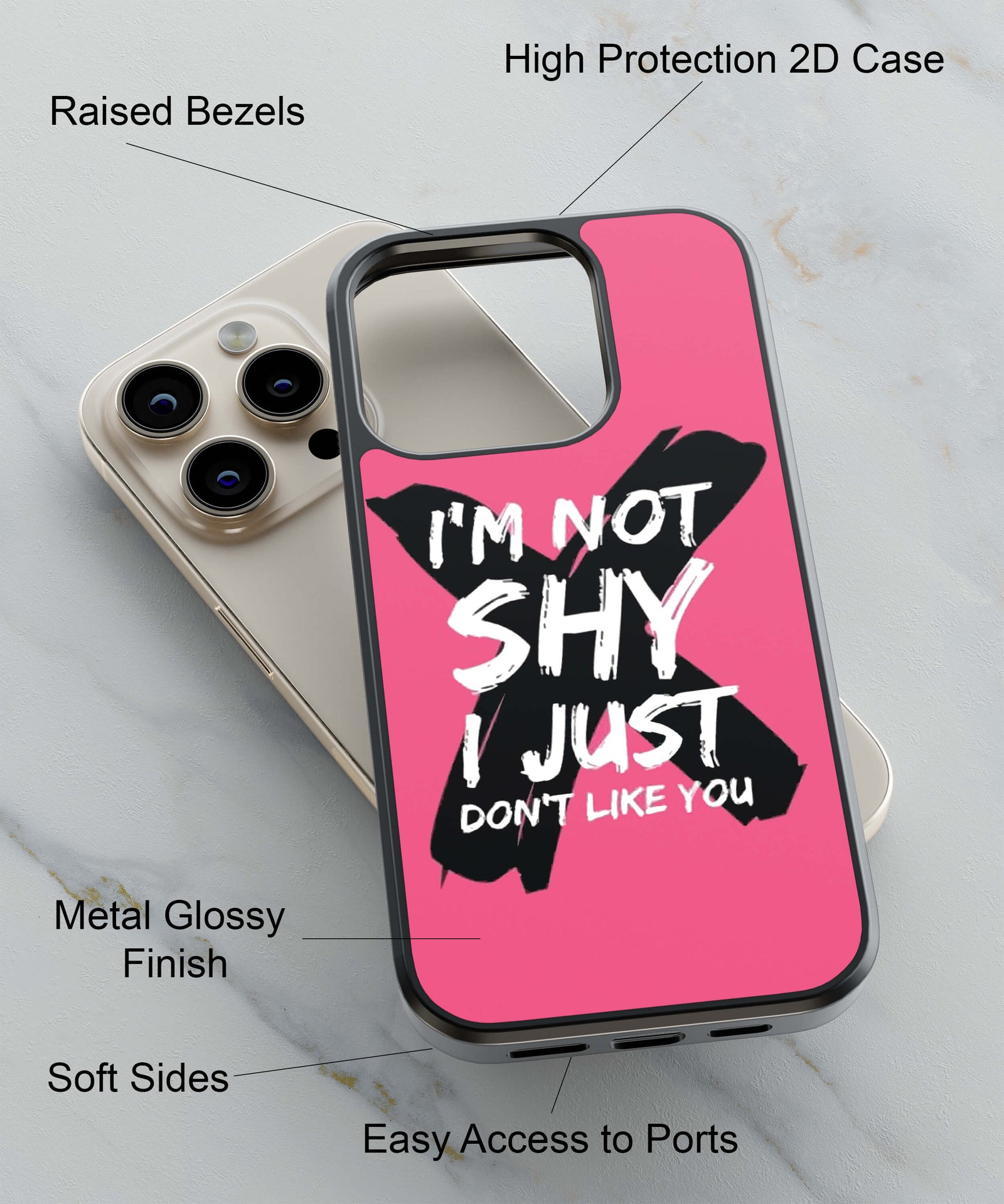 I am Not Shy Back Cover for 2D Hybrid TPU And Metal CasePS1322Hybrid Metal TPU-Image 2