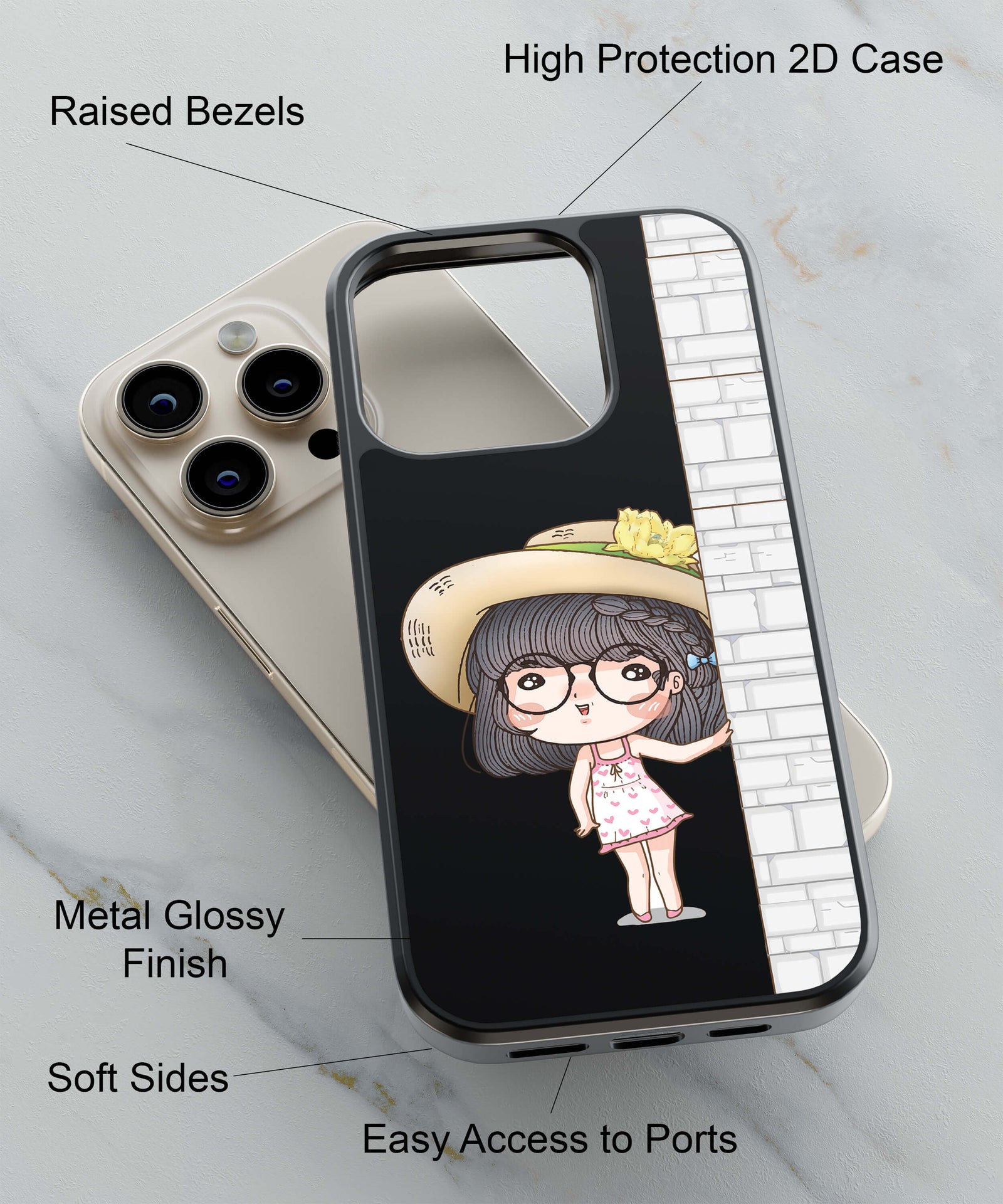 Innocent Girl Back Cover for 2D Hybrid TPU And Metal CaseA0146Hybrid Metal TPU-Image 2