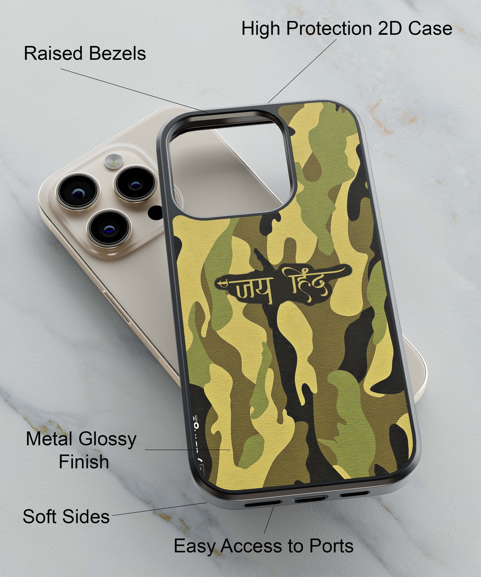 Jai Hind Back Cover for 2D Hybrid TPU And Metal CaseA0089Hybrid Metal TPU-Image 2