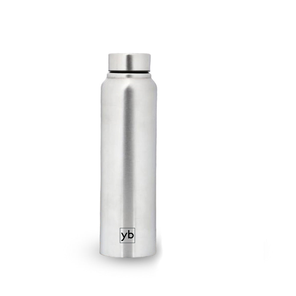 Stay Hydrated on the Go with Our Straight Steel Bottle - Natural Silver, 750ml Capacity - corporate gift by YuBingo