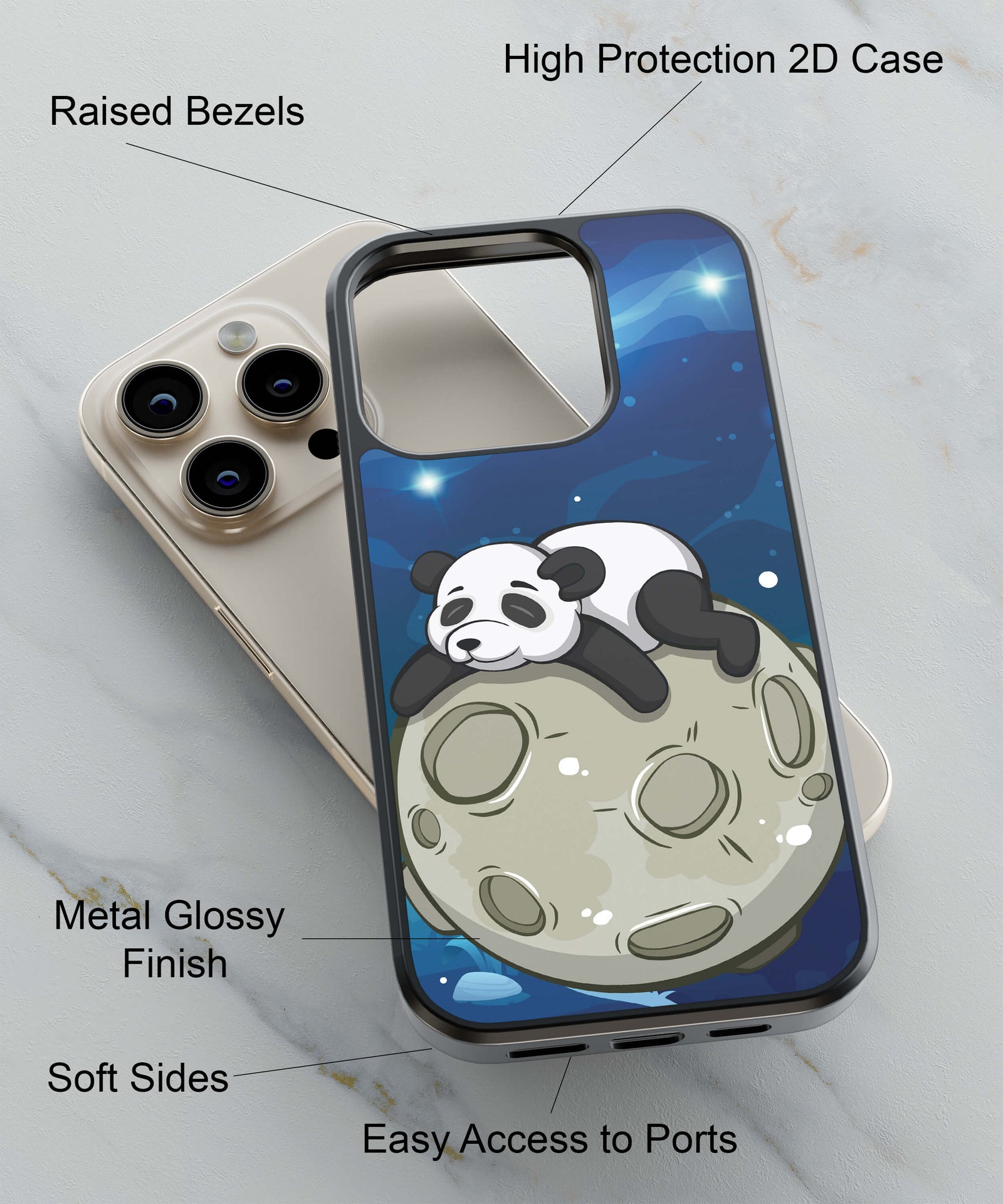 Lazy Panda Back Cover for 2D Hybrid TPU And Metal CaseGF0048Hybrid Metal TPU-Image 2