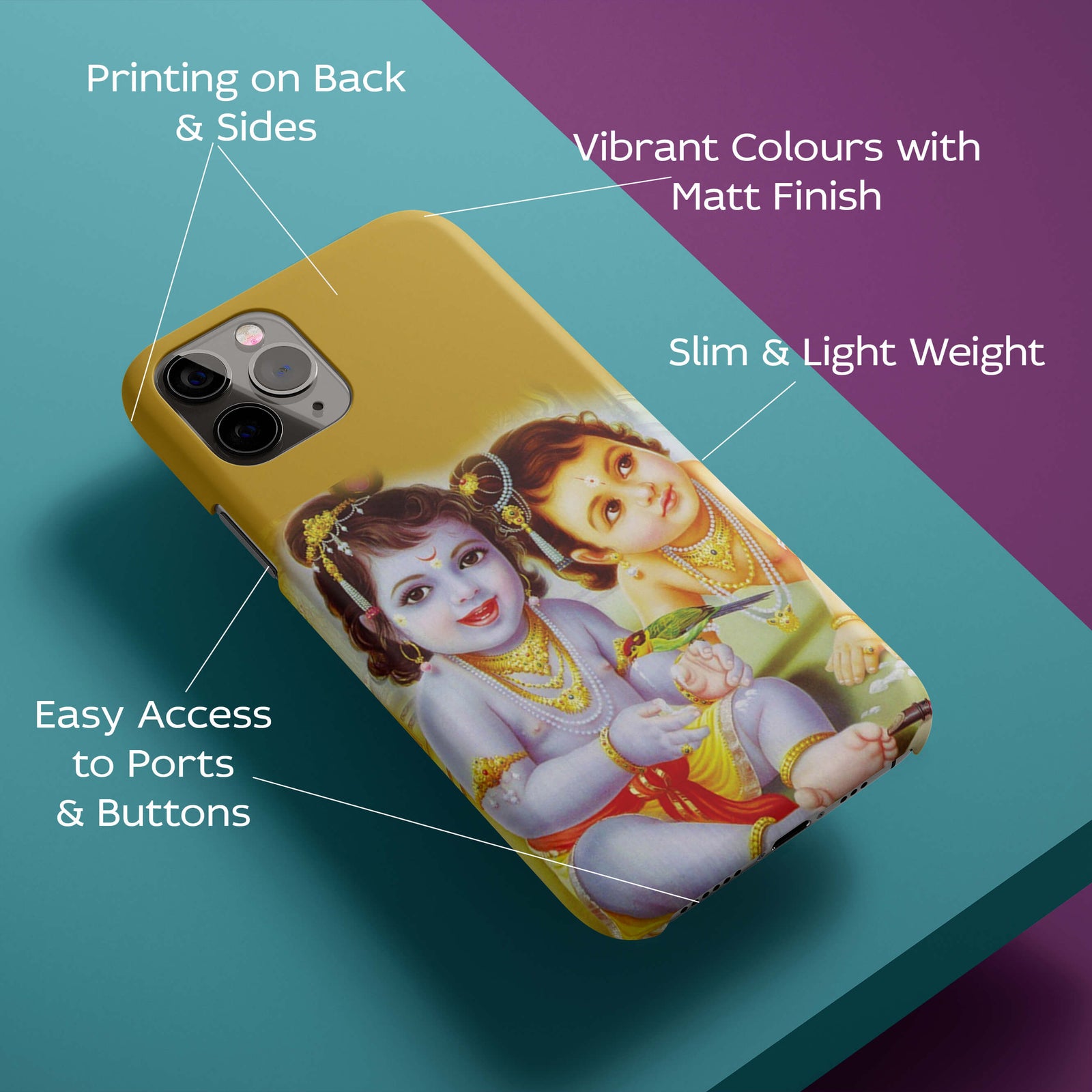 Lord Krishna And Sudama Kiddish Pic Back Cover for HardPlasticBT0250Hard Plastic-Image 2