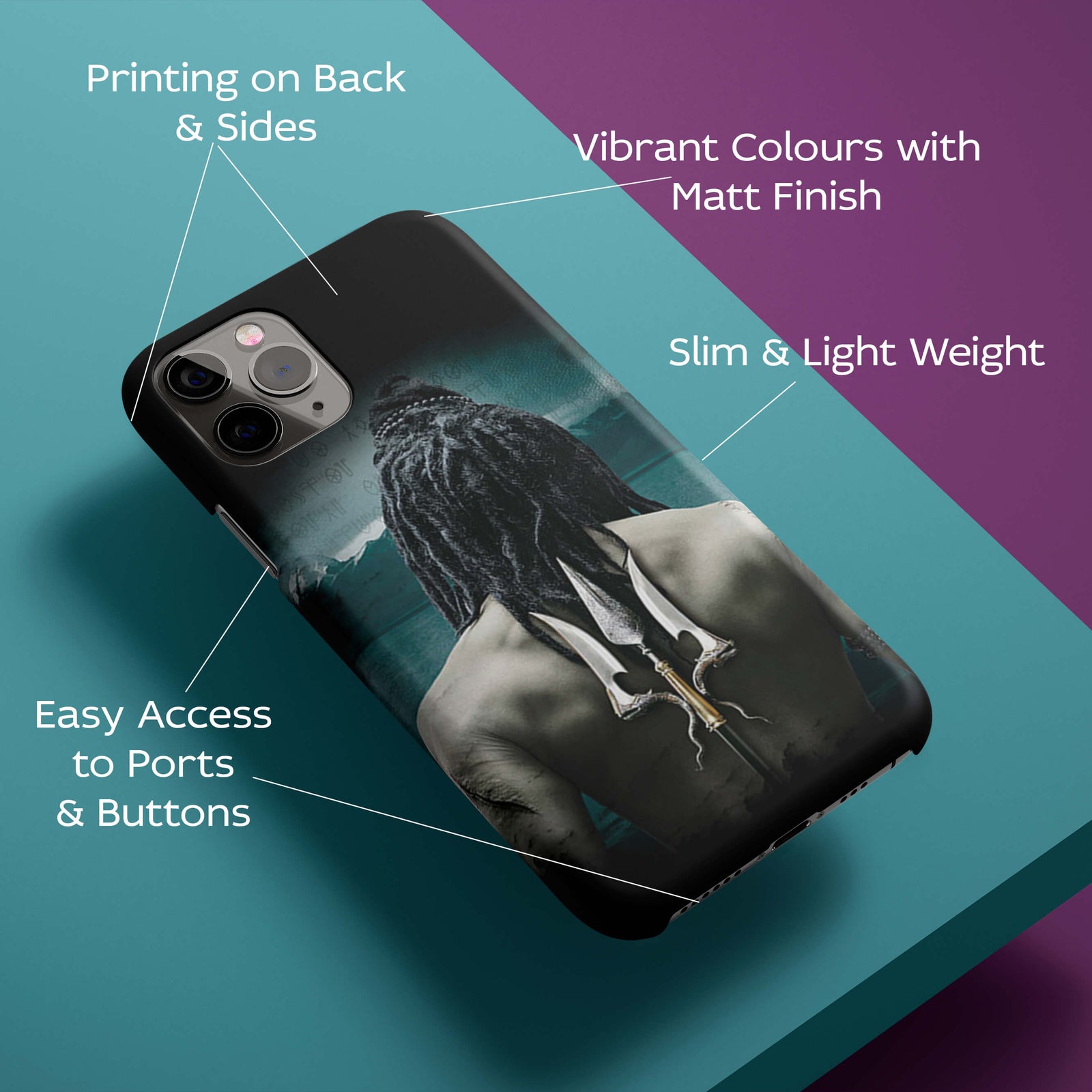 Lord Shiva Rear Pic Back Cover for HardPlasticBT0233Hard Plastic-Image 2