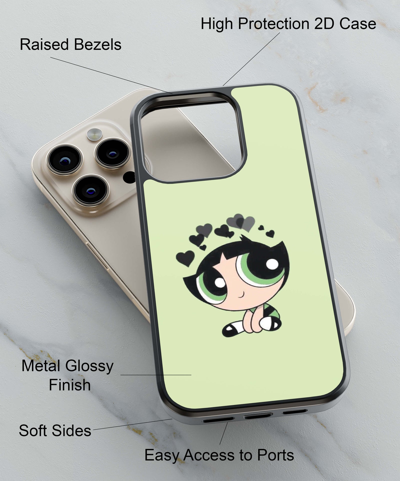 Loving Girly Back Cover for 2D Hybrid TPU And Metal CaseAA0030Hybrid Metal TPU-Image 2
