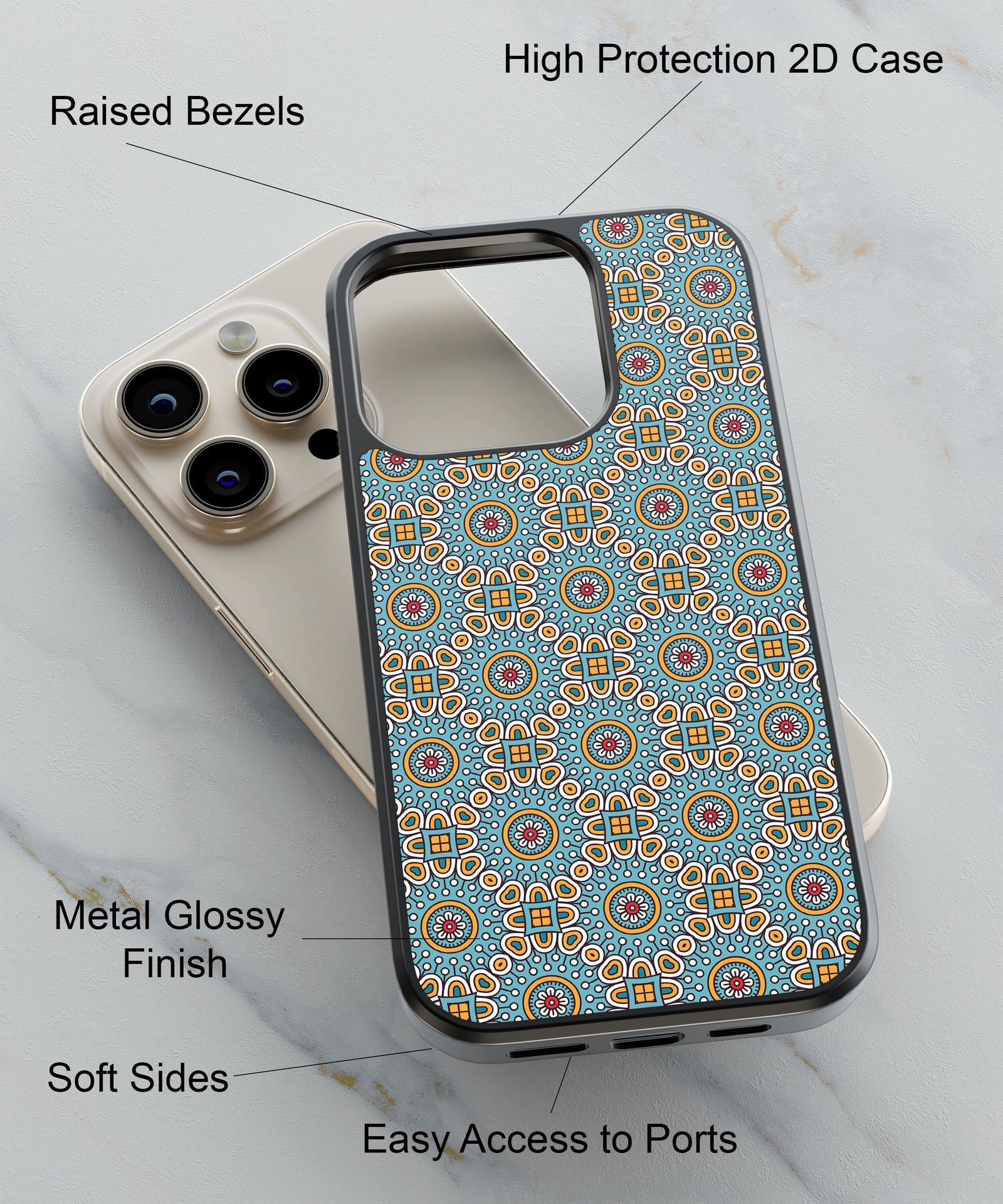 Mandala Colours Back Cover for 2D Hybrid TPU And Metal CaseIK0044Hybrid Metal TPU-Image 2