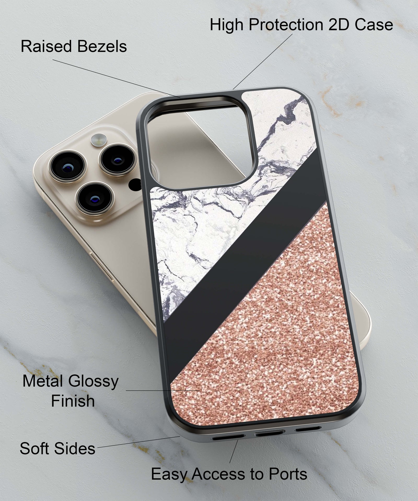Marble and More Back Cover for 2D Hybrid TPU And Metal CasePS1331Hybrid Metal TPU-Image 2