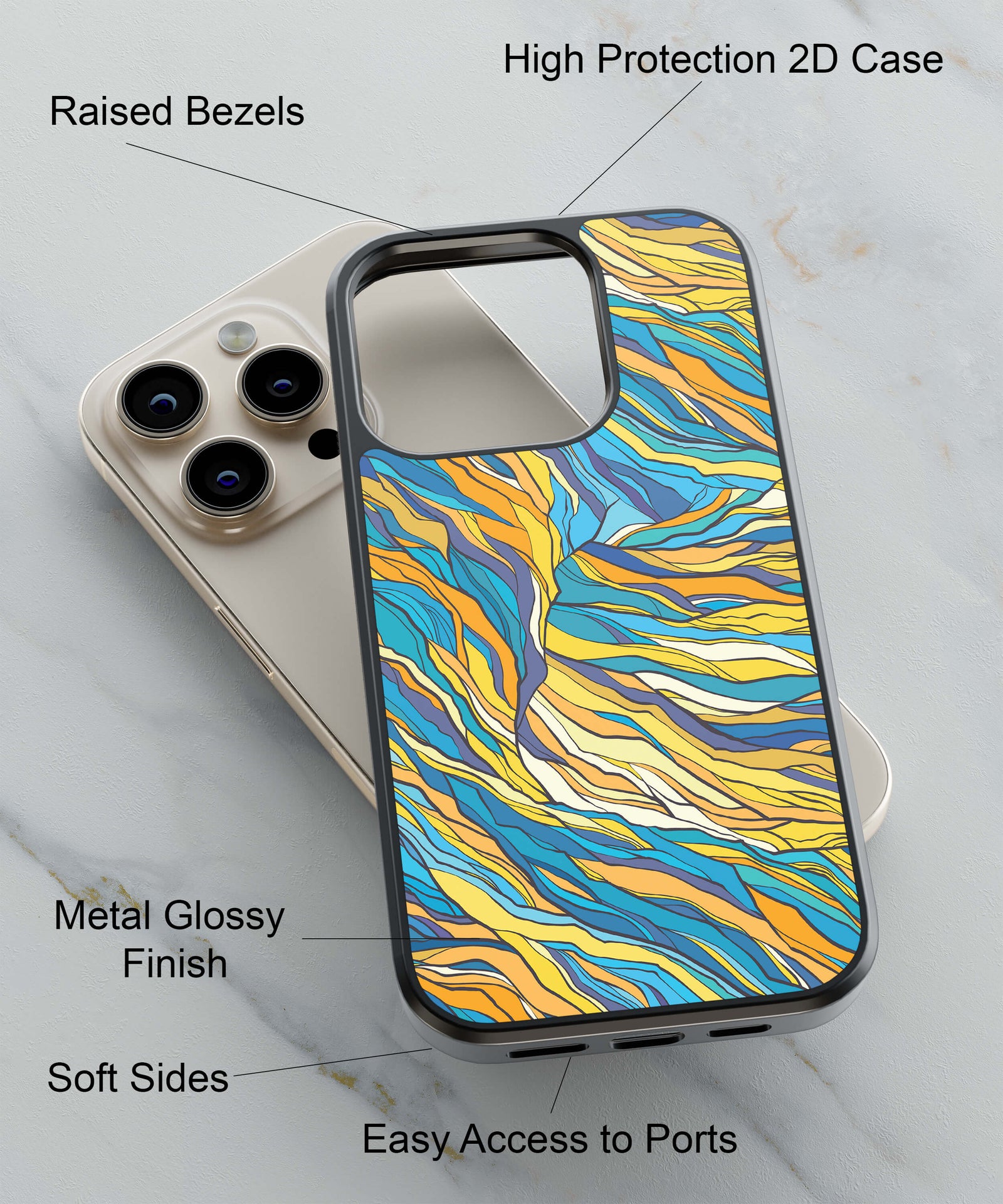 Modern Art Back Cover for 2D Hybrid TPU And Metal CaseIK0015Hybrid Metal TPU-Image 2