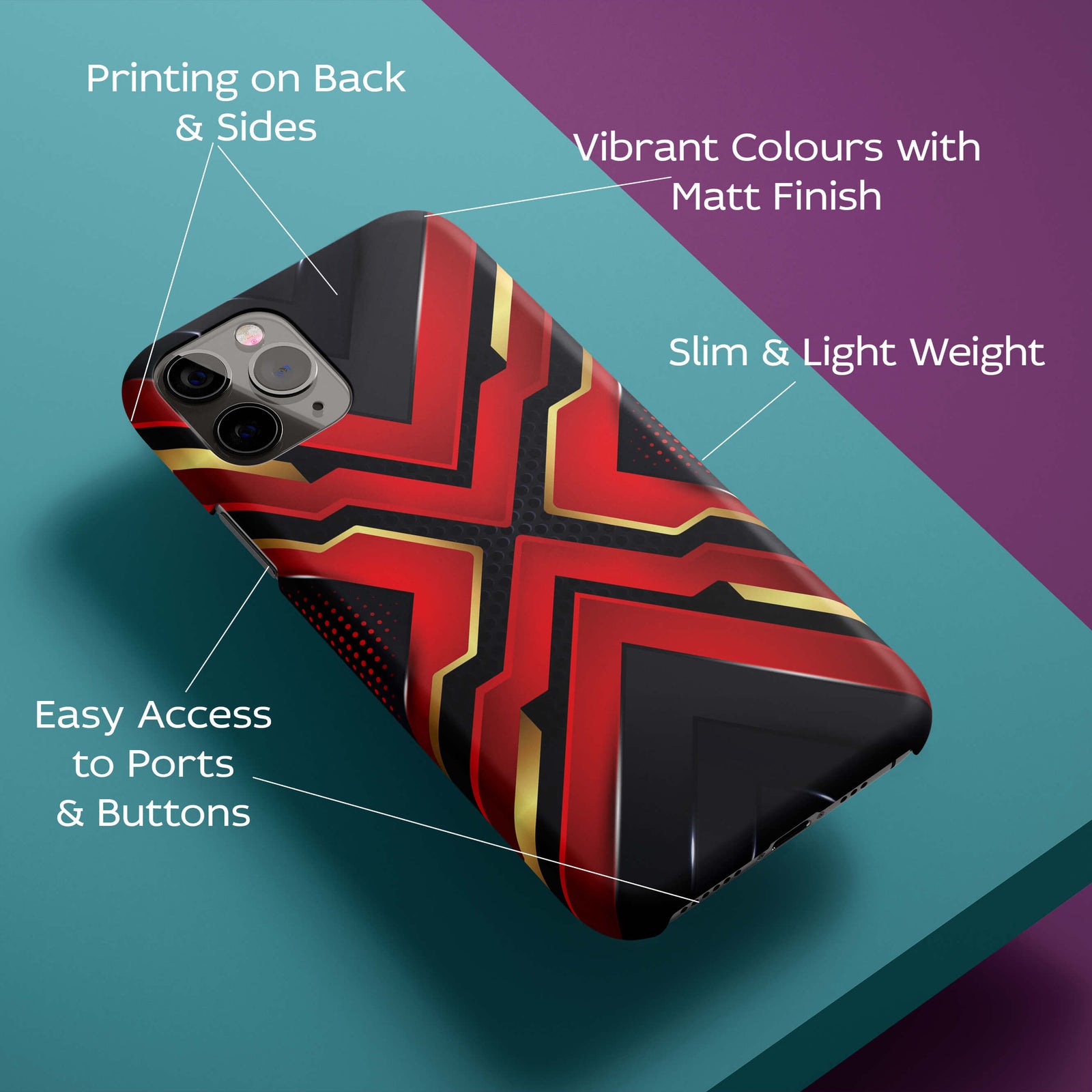 Modern Red & Black Back Cover for HardPlasticIK0012Hard Plastic-Image 2