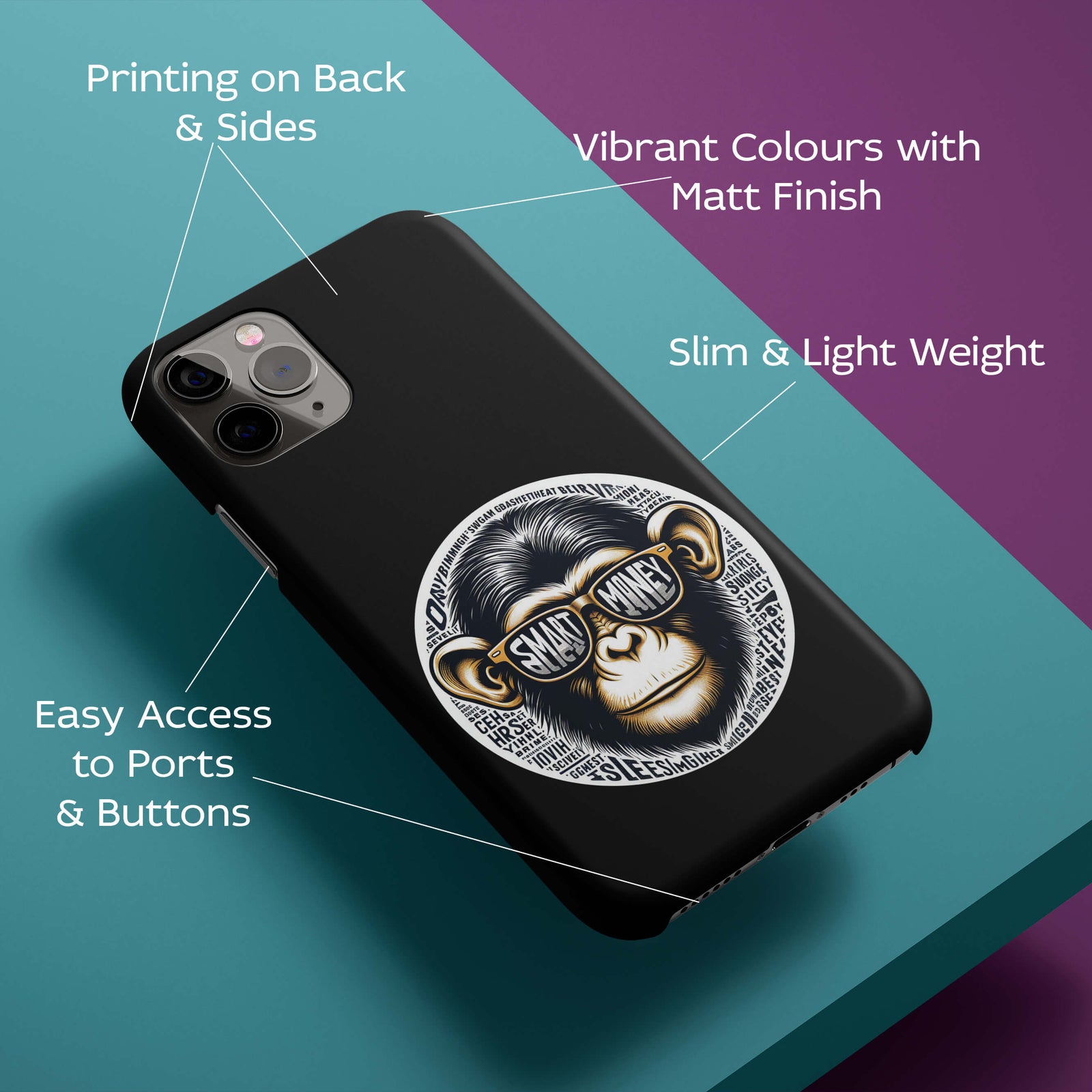 Monkey With Smart Money Back Cover for HardPlasticBDS0016Hard Plastic-Image 2