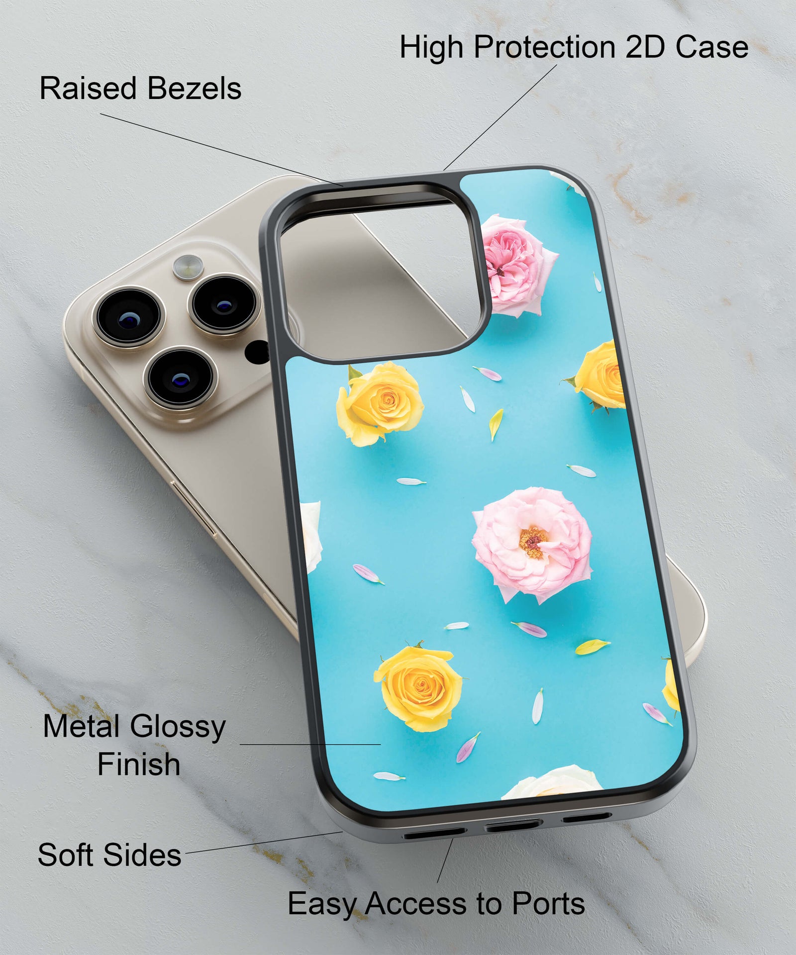 Multicolour Roses Back Cover for 2D Hybrid TPU And Metal CaseIK0043Hybrid Metal TPU-Image 2