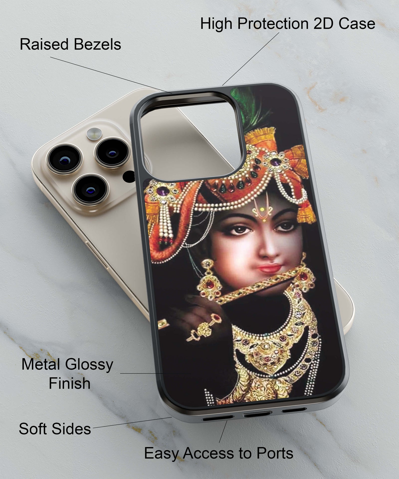 Murli Wala Back Cover for 2D Hybrid TPU And Metal CaseBG0073Hybrid Metal TPU-Image 2