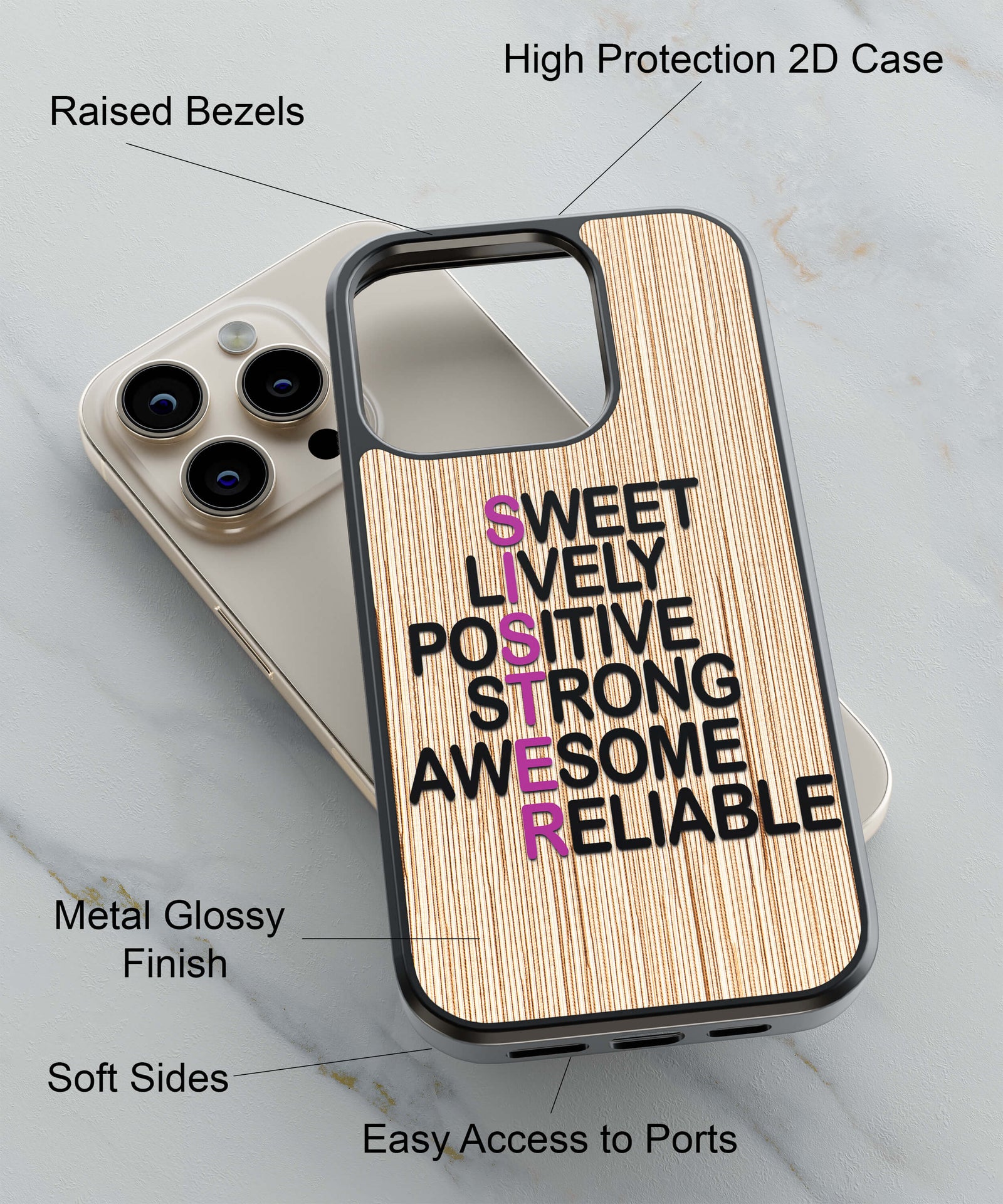 My Sister is Awesome Back Cover for 2D Hybrid TPU And Metal CaseU0008Hybrid Metal TPU-Image 2