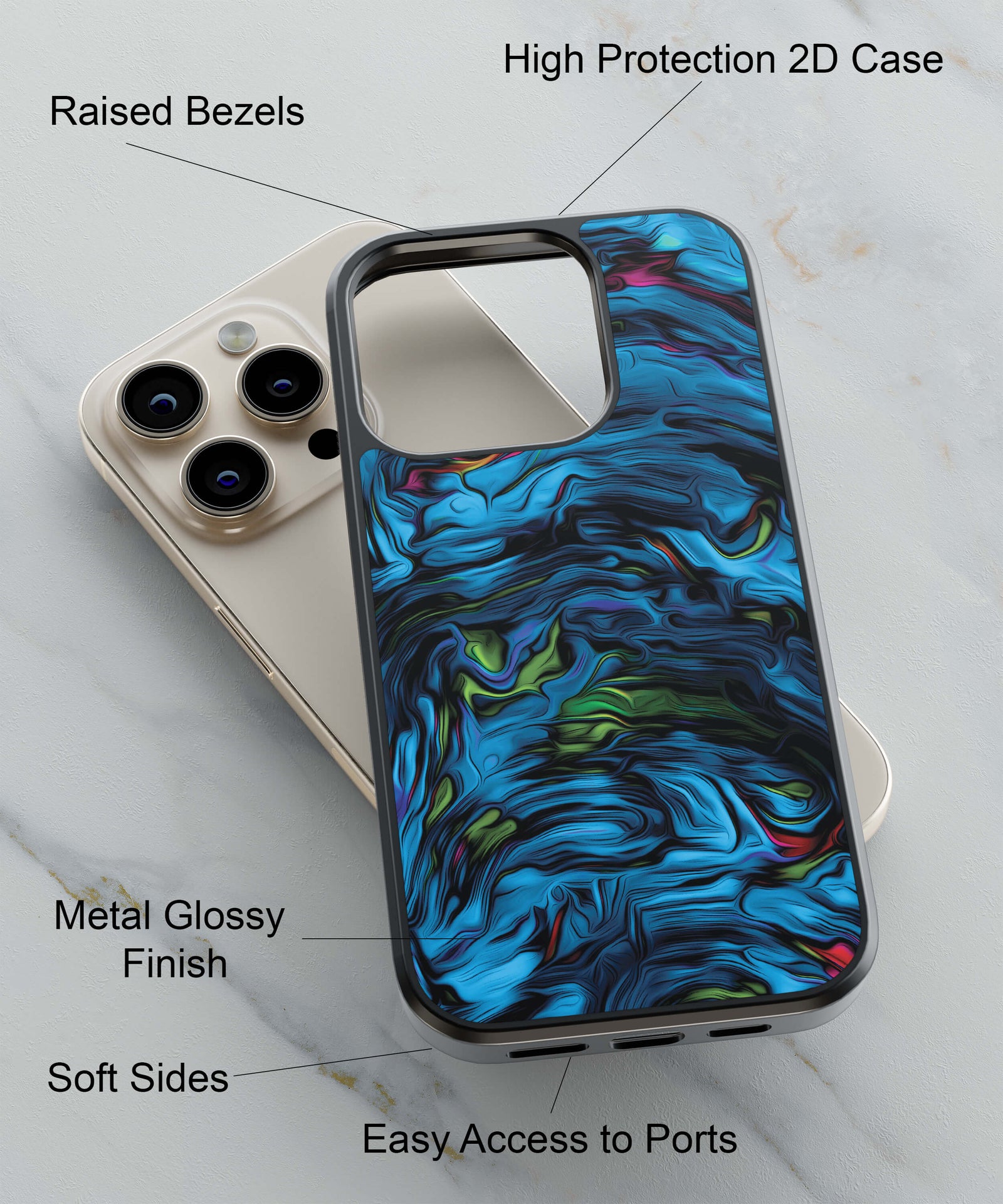 Mystery Blue Back Cover for 2D Hybrid TPU And Metal CaseIK0049Hybrid Metal TPU-Image 2