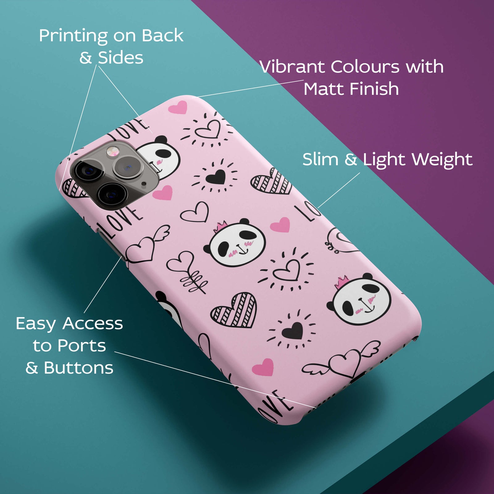 Panda Love Back Cover for HardPlasticAA0064Hard Plastic-Image 2