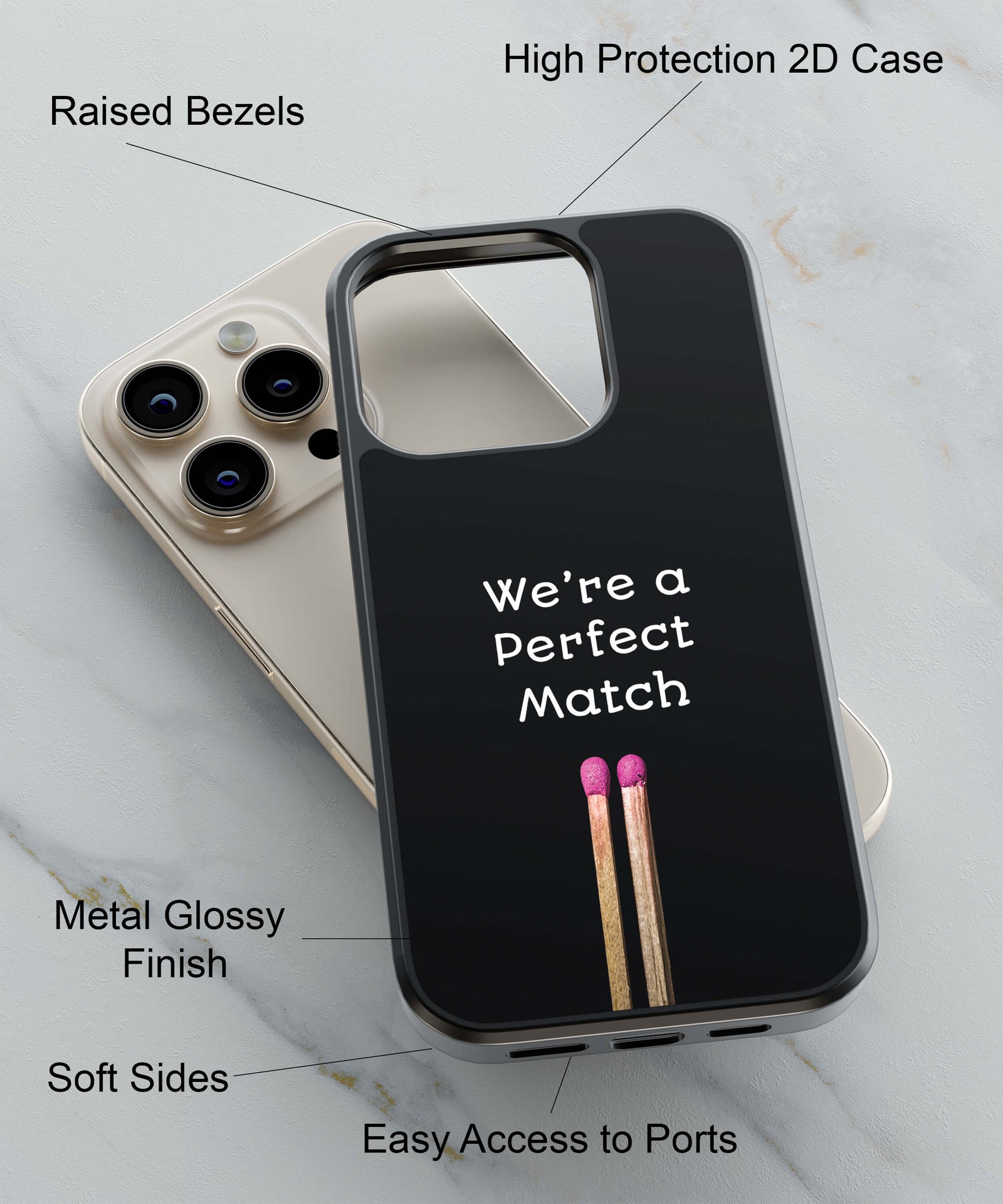 Perfect Match Back Cover for 2D Hybrid TPU And Metal CaseU0324Hybrid Metal TPU-Image 2