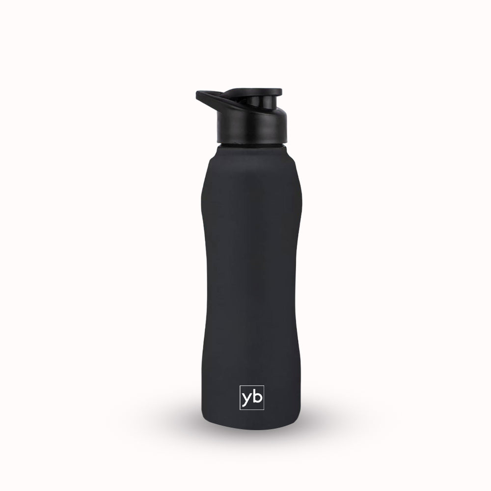 Stay Hydrated in Style with Our Curvy Steel Bottle in Black - 750ml Capacity