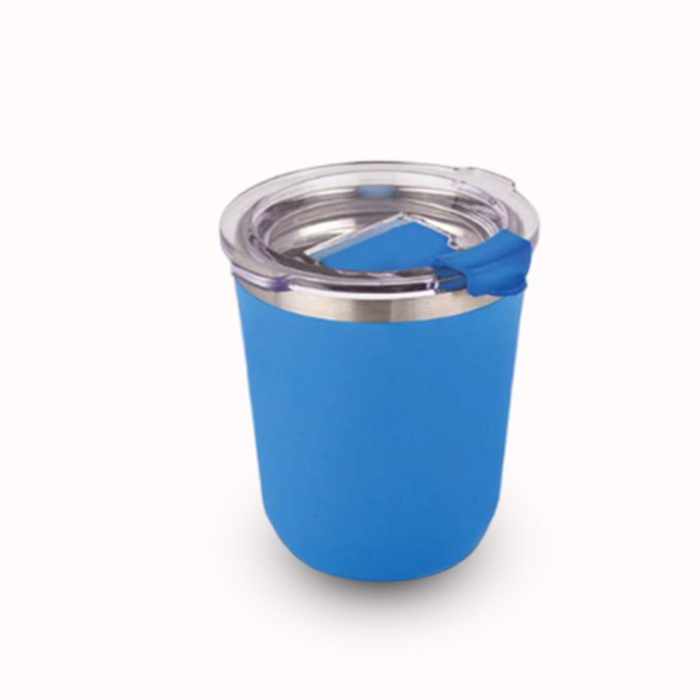 Foggy Stainless Steel Coffee Mug with Premium Flip Top Lid, Leakproof, 350ml Capacity (White/Blue/Red/Black)