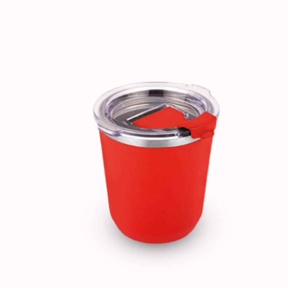 Foggy Stainless Steel Coffee Mug with Premium Flip Top Lid, Leakproof, 350ml Capacity (White/Blue/Red/Black)