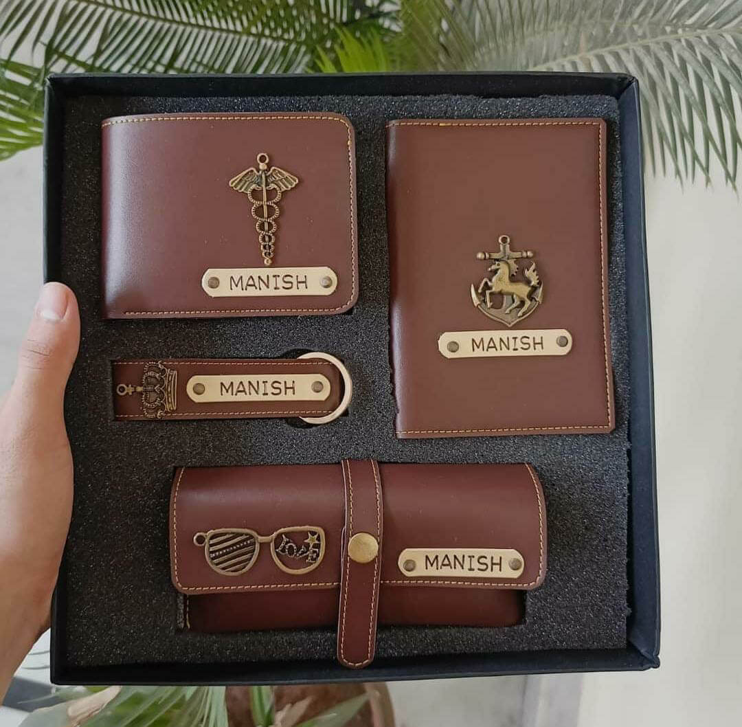 4 Piece Faux Series Combo (Wallet, Eyewear Case, Passport Holder, Keychain)