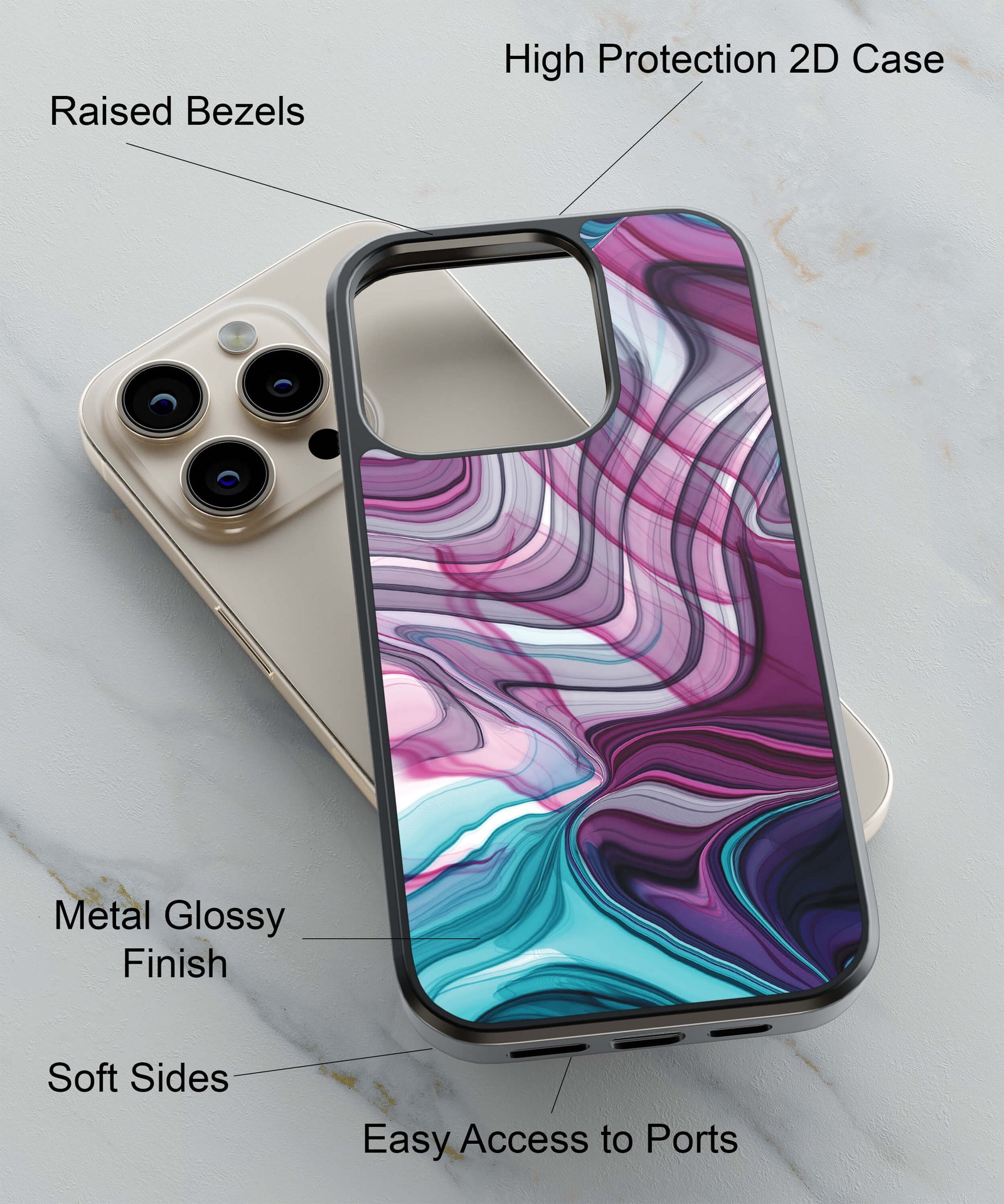 Purple Abstract Back Cover for 2D Hybrid TPU And Metal CaseGF0025Hybrid Metal TPU-Image 2