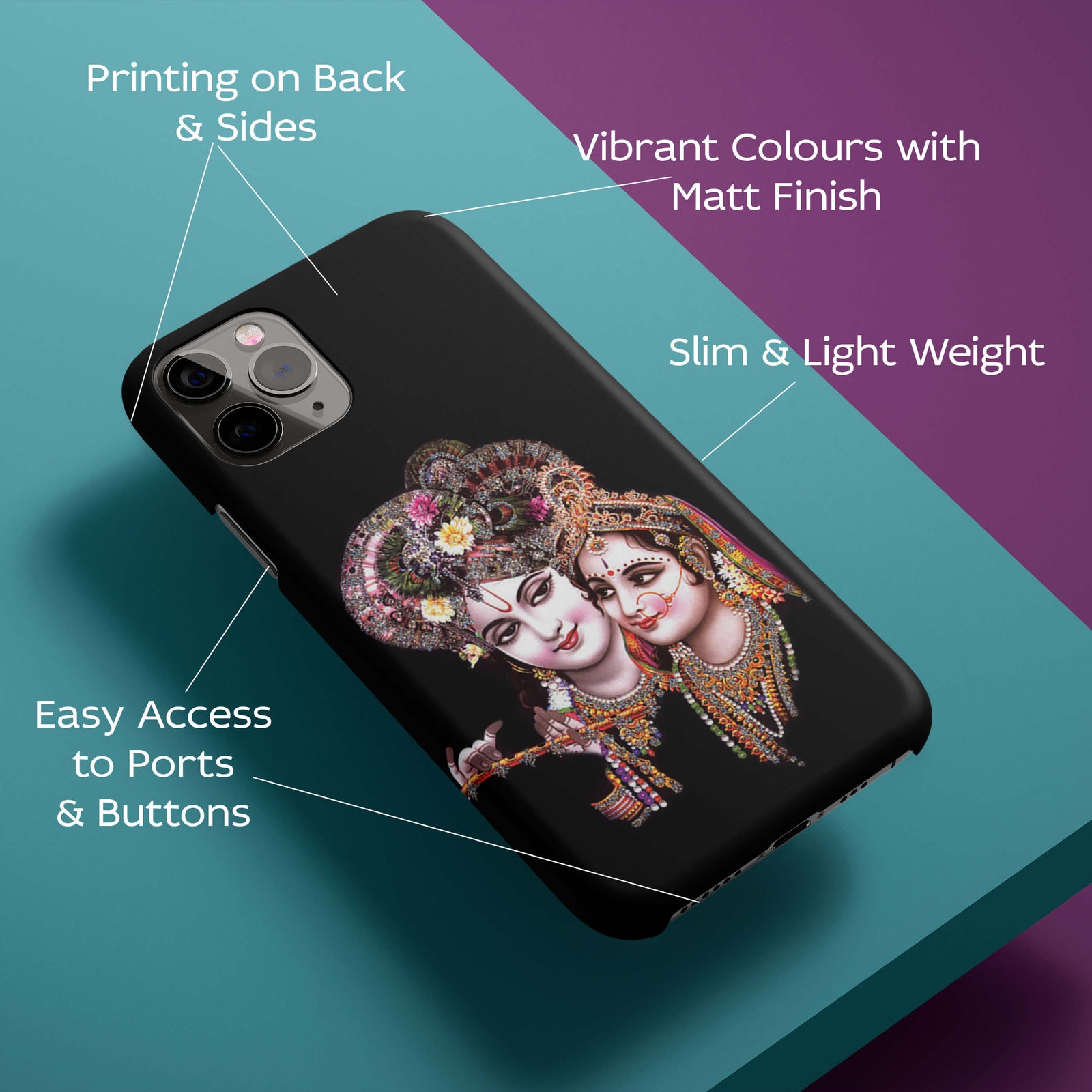 Radha Krishna Face Potrait Back Cover for HardPlasticBT0170Hard Plastic-Image 2