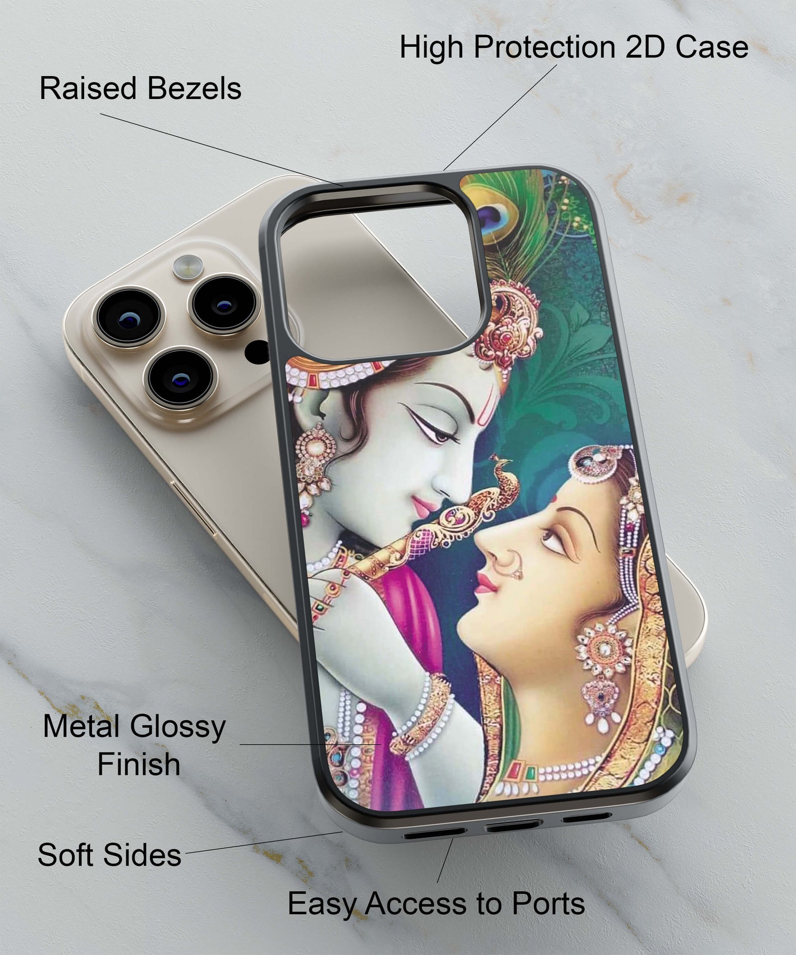 Radha Krishna Back Cover for 2D Hybrid TPU And Metal CaseBG0072Hybrid Metal TPU-Image 2