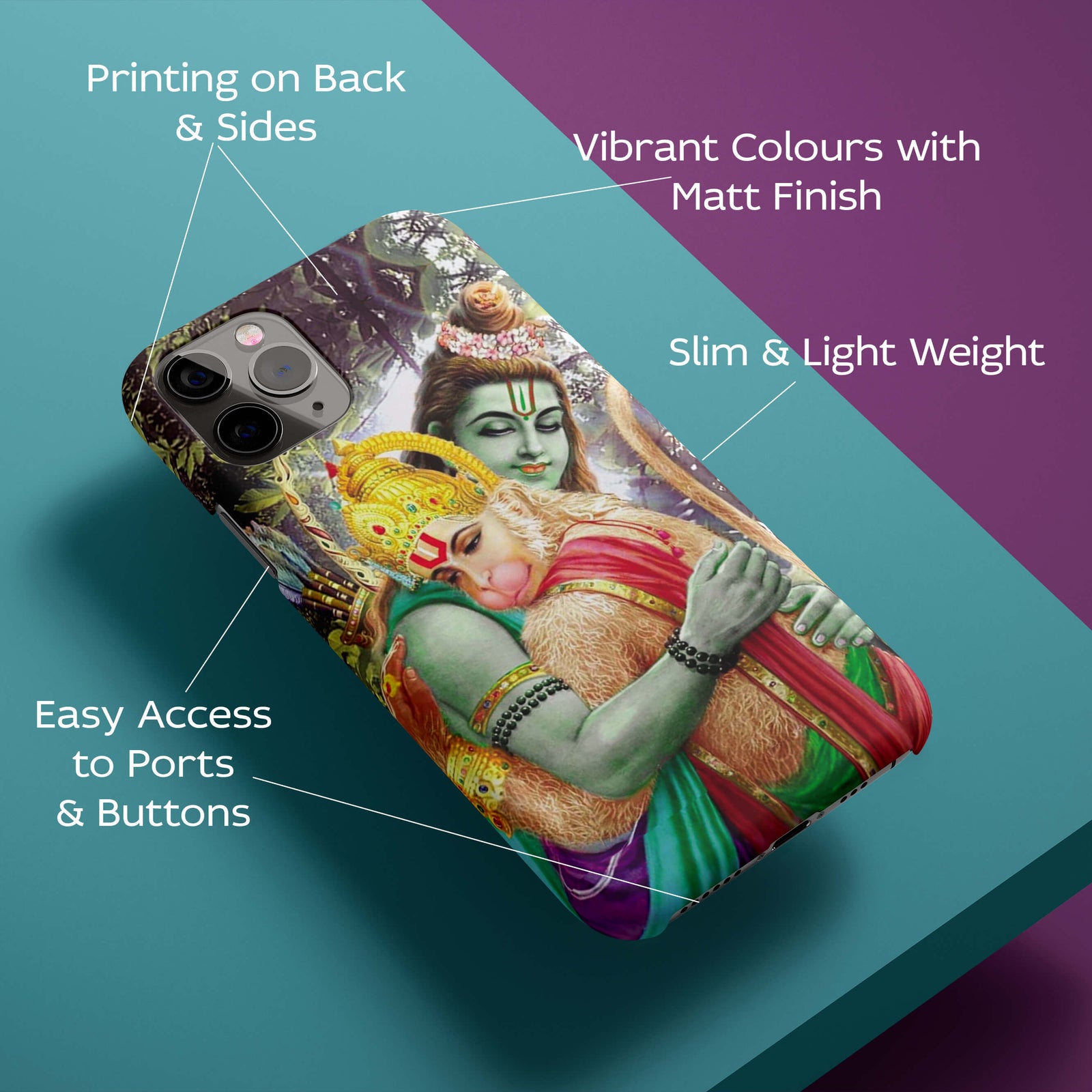 Ram And Hanuman Ji Back Cover for HardPlasticBG0075Hard Plastic-Image 2