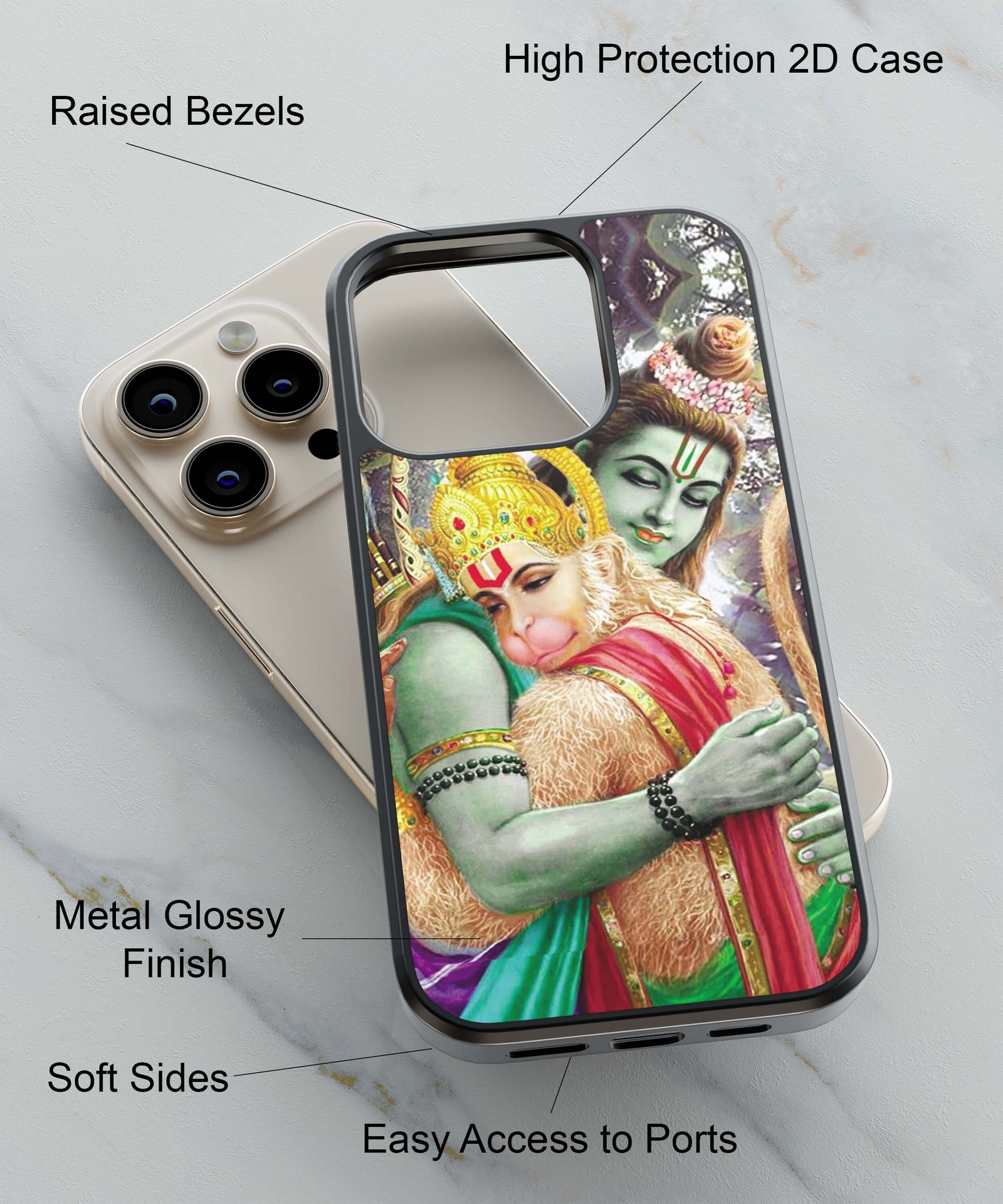 Ram And Hanuman Ji Back Cover for 2D Hybrid TPU And Metal CaseBG0075Hybrid Metal TPU-Image 2