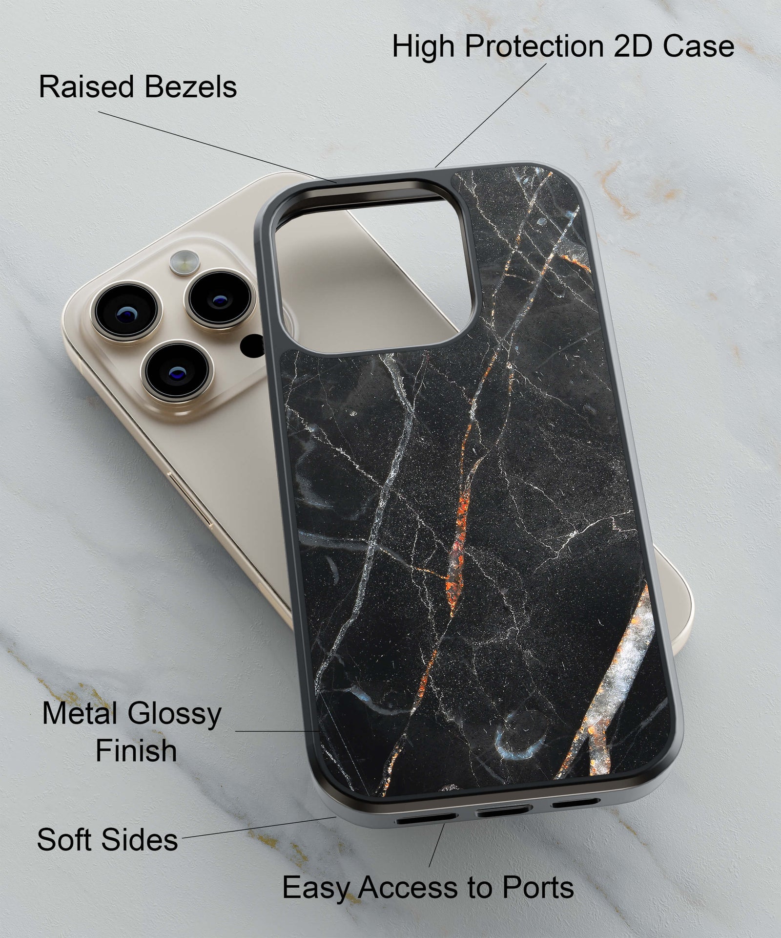 Rich Granite Back Cover for 2D Hybrid TPU And Metal CaseBDS0013Hybrid Metal TPU-Image 2