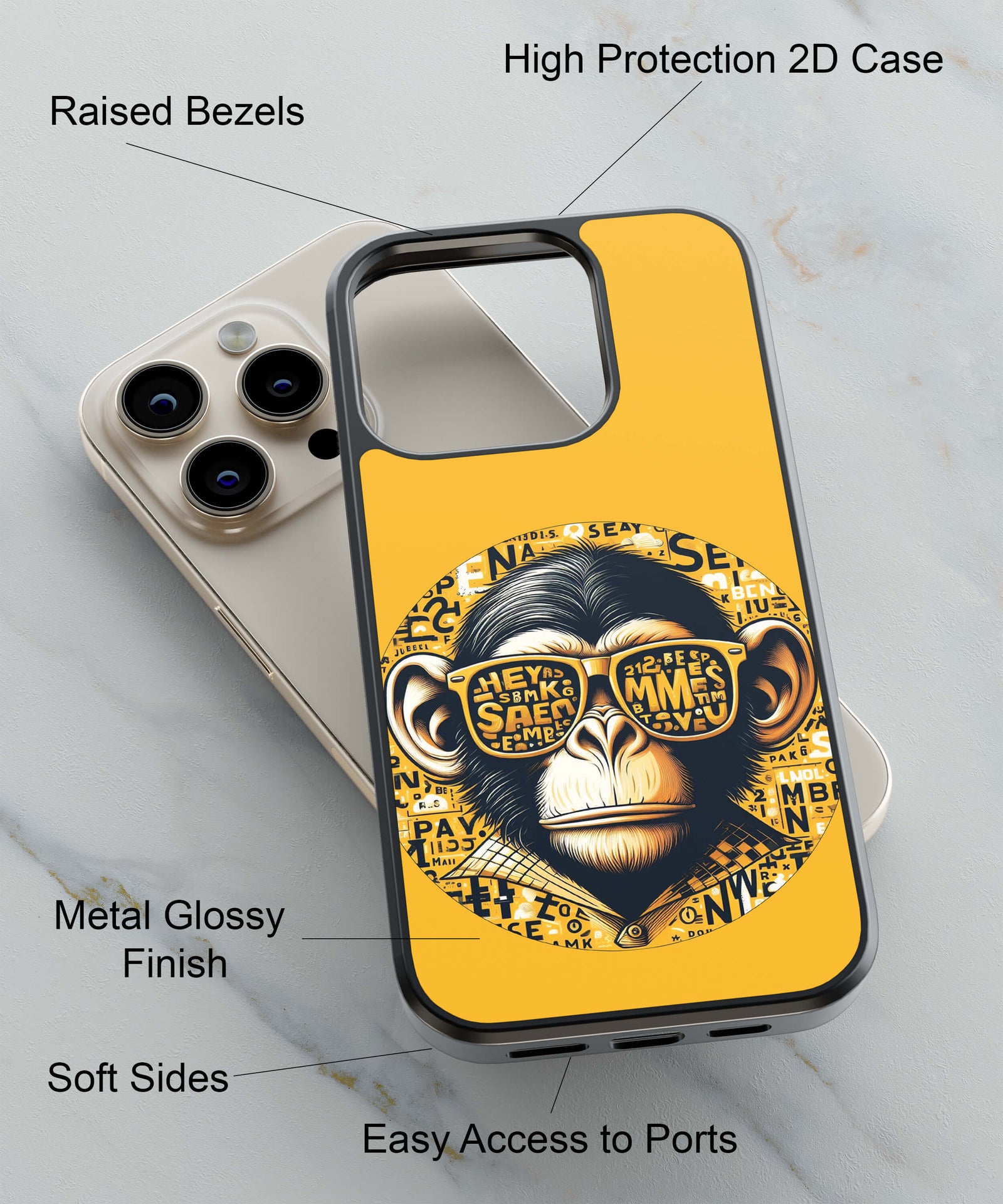 Smart Monkey Back Cover for 2D Hybrid TPU And Metal CaseBDS0015Hybrid Metal TPU-Image 2